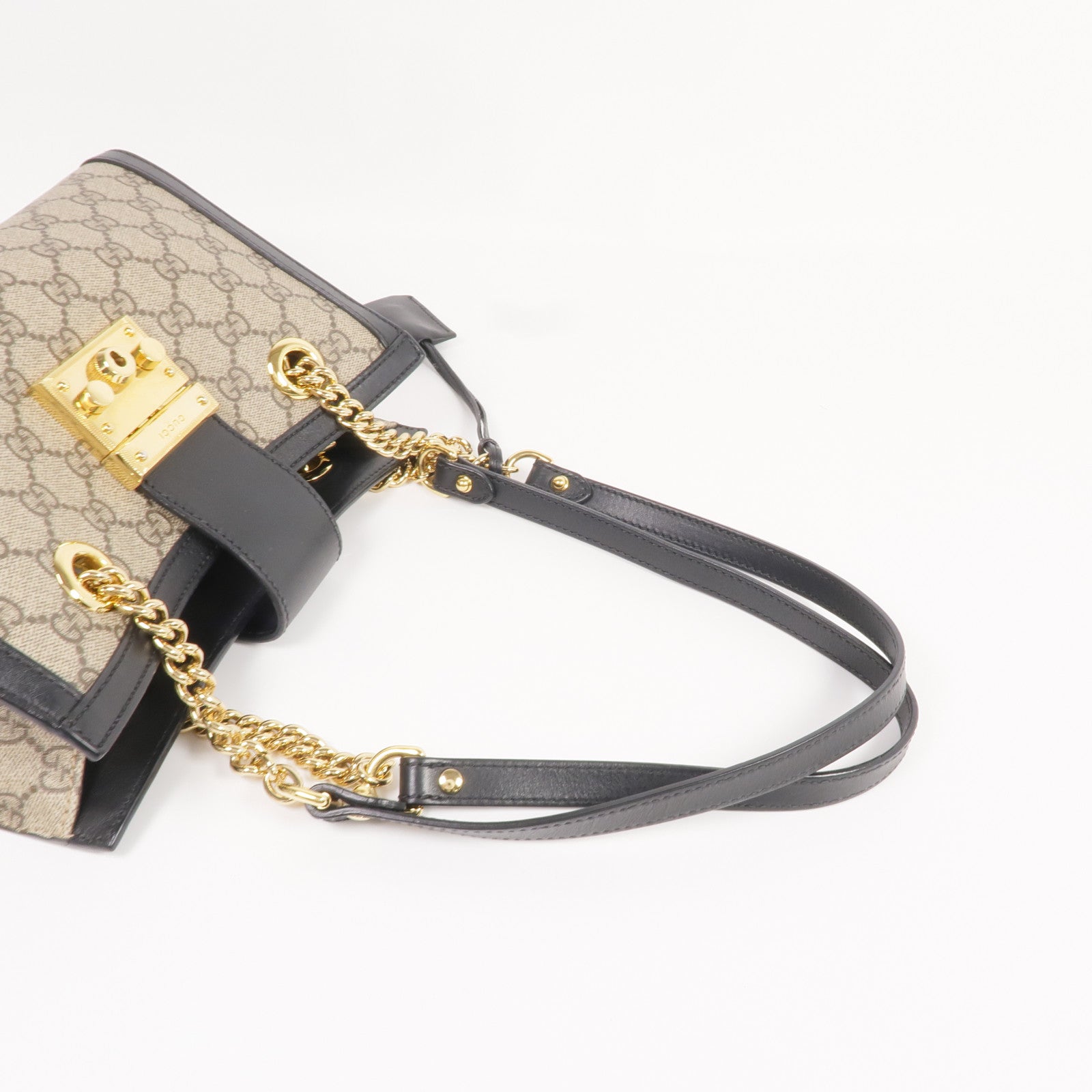 GUCCI 塗層帆布Padlock GG Small金扣肩背袋