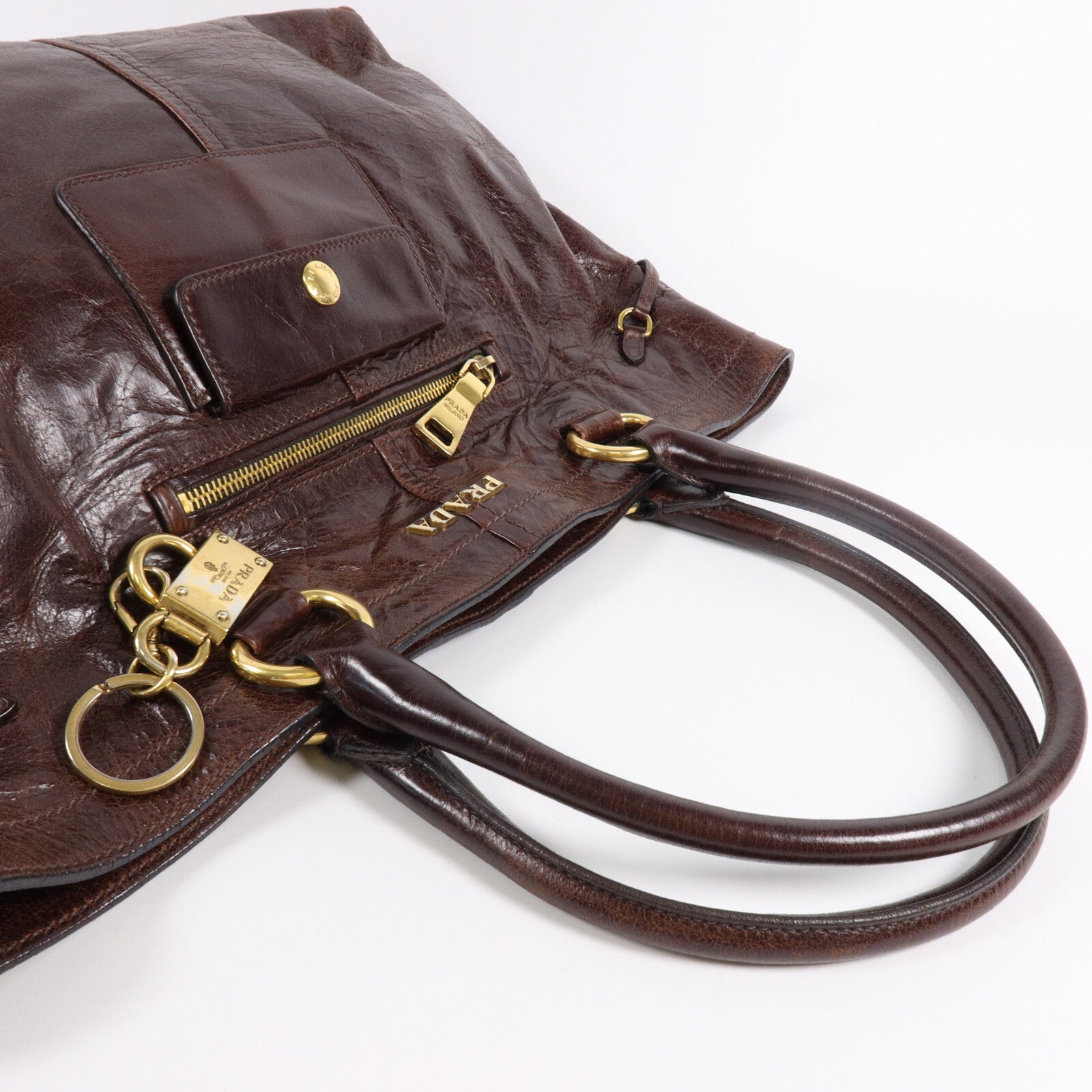 PRADA 牛皮皮革Handbag/Tote Bag手挽袋