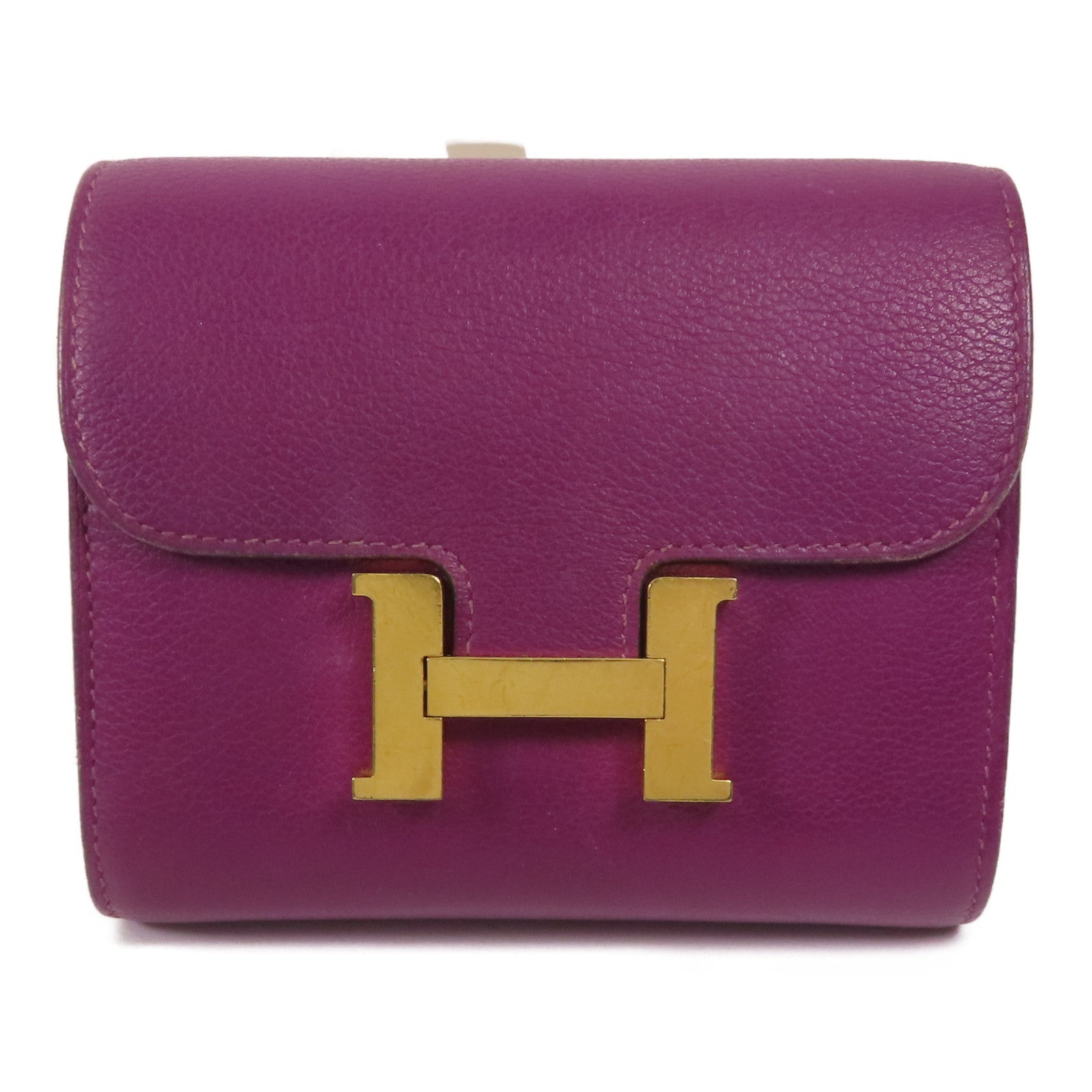 HERMES Evercolor皮革Constance Wallet金扣錢包Anemone