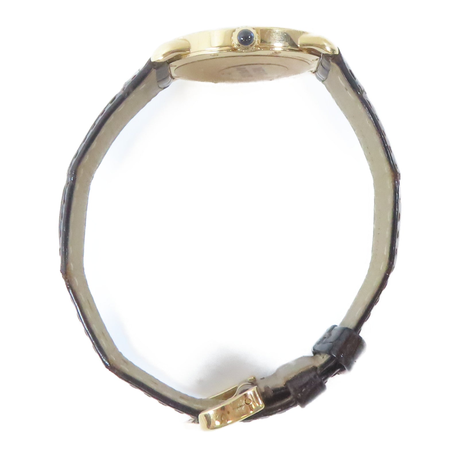 CARTIER Ronde Solo 18K玫瑰金/皮革手錶石英機芯白色#18cm