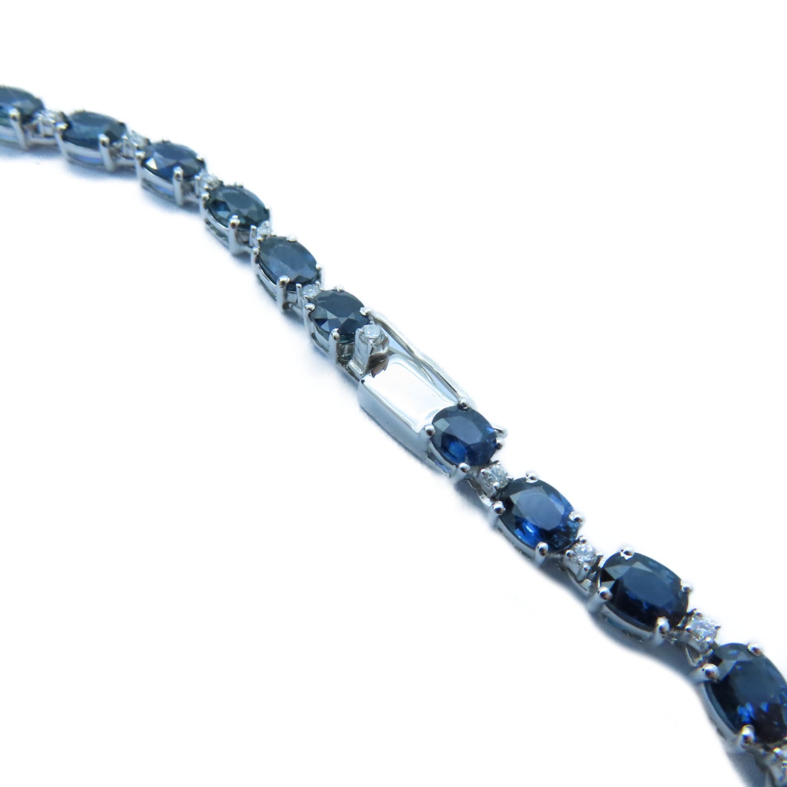 JEWELRY 18K白金Sapphire/Diamond Necklace34.410ct藍寶石/1.04ct鑽石項鍊#44cm