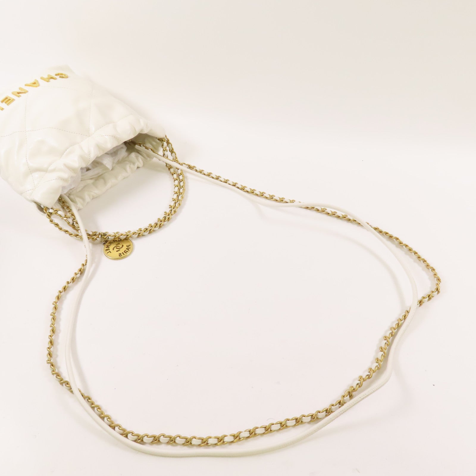 CHANEL 牛皮皮革Mini 22金扣鏈帶肩背袋