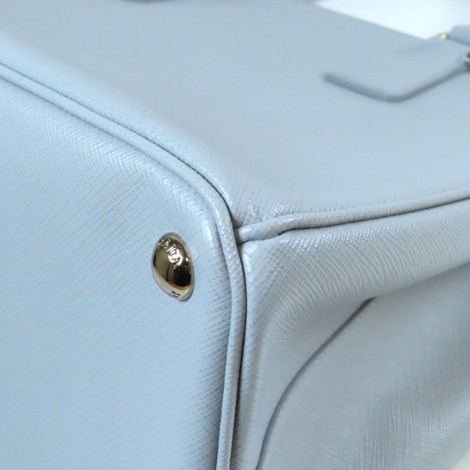 PRADA 【激減優惠】牛皮皮革Galleria Handbag銀扣手挽肩背兩用袋灰色
