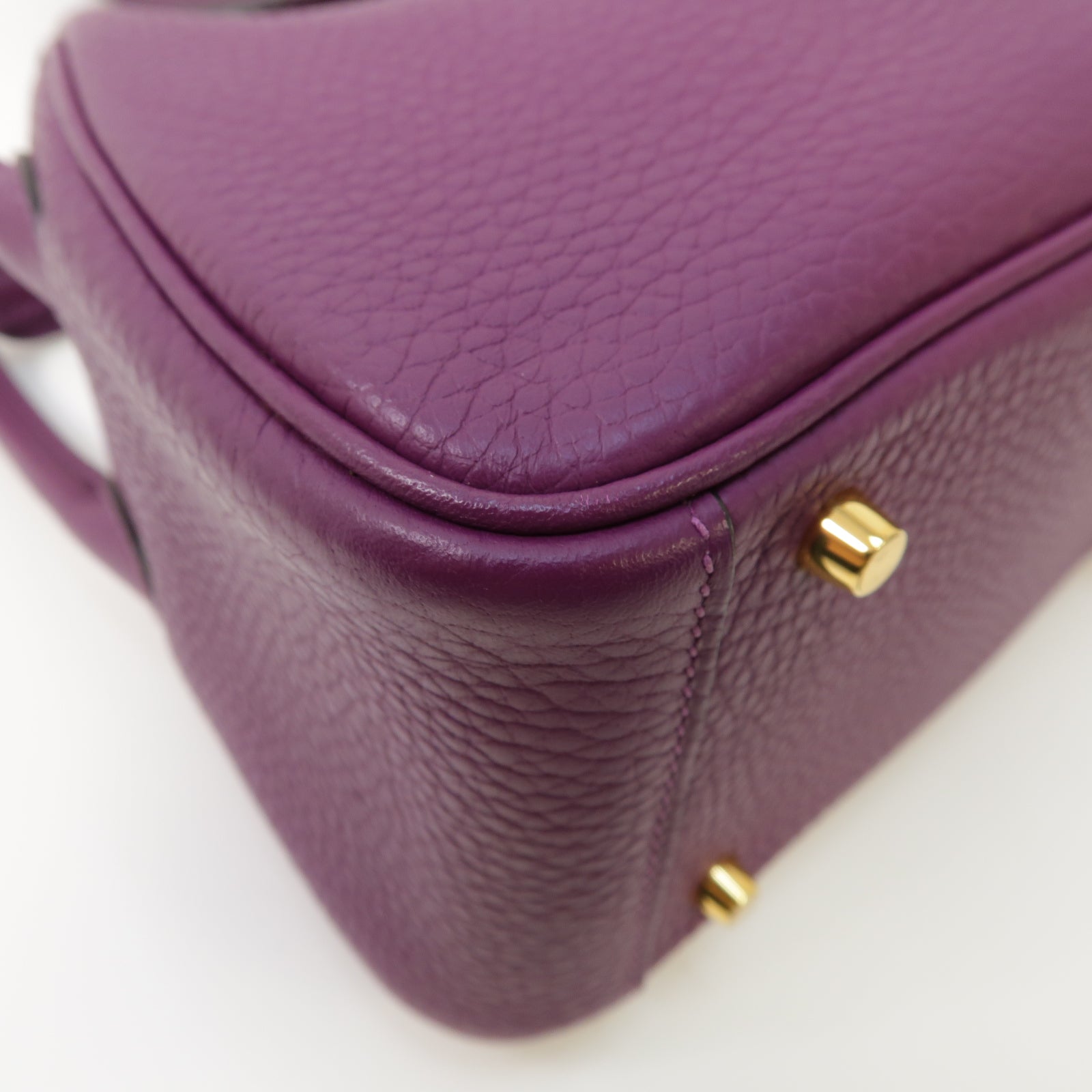 HERMES Clemence皮革Mini Lindy金扣肩背袋Anemone紫色