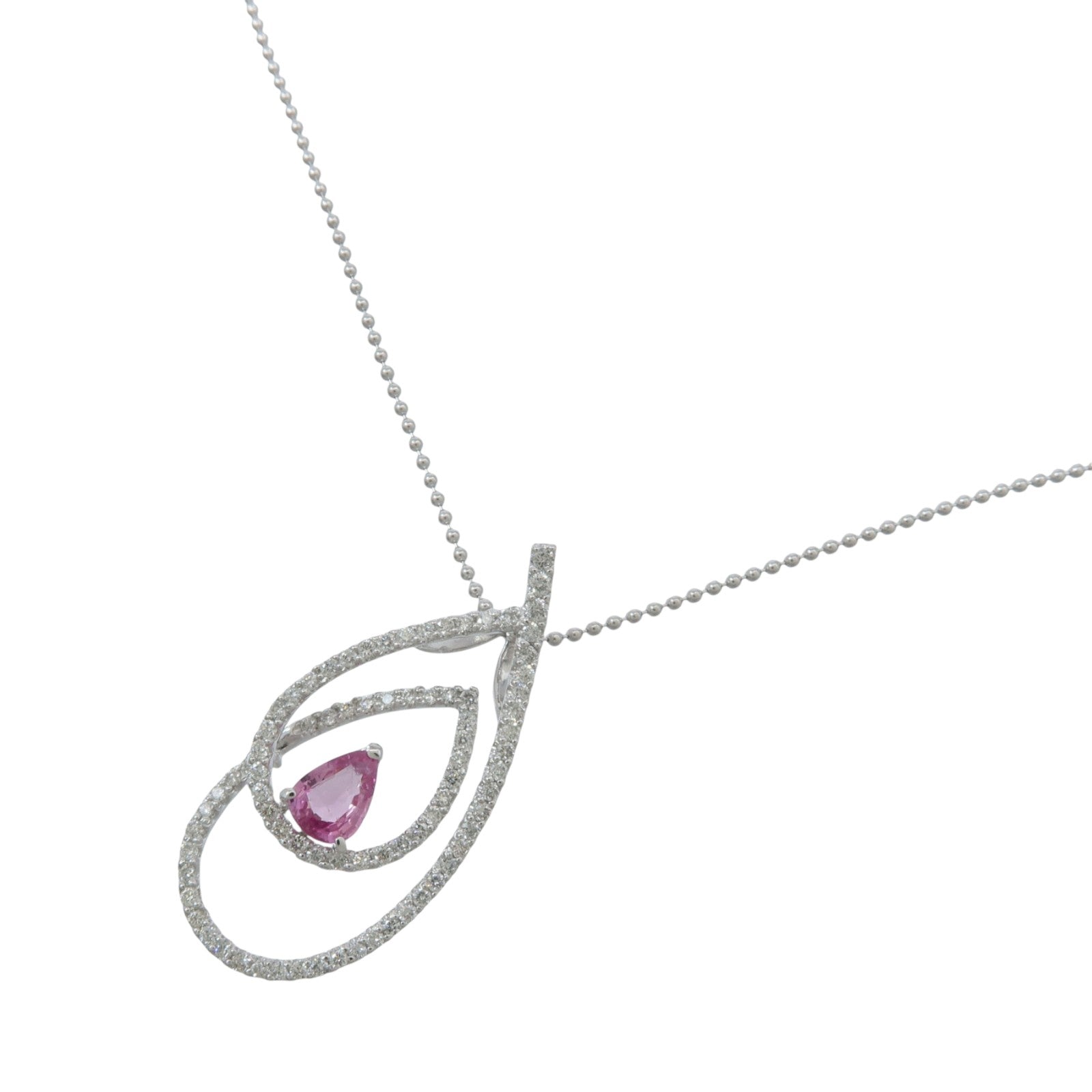 JEWELRY 14K/18K白金Pink Sapphire Diamond粉紅藍寶石/鑽石項鍊