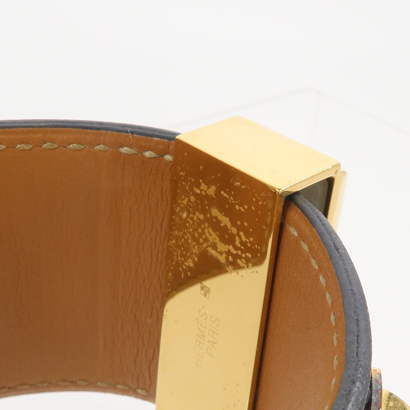 HERMES Box Calf皮革Collier de Chien手鐲Noir