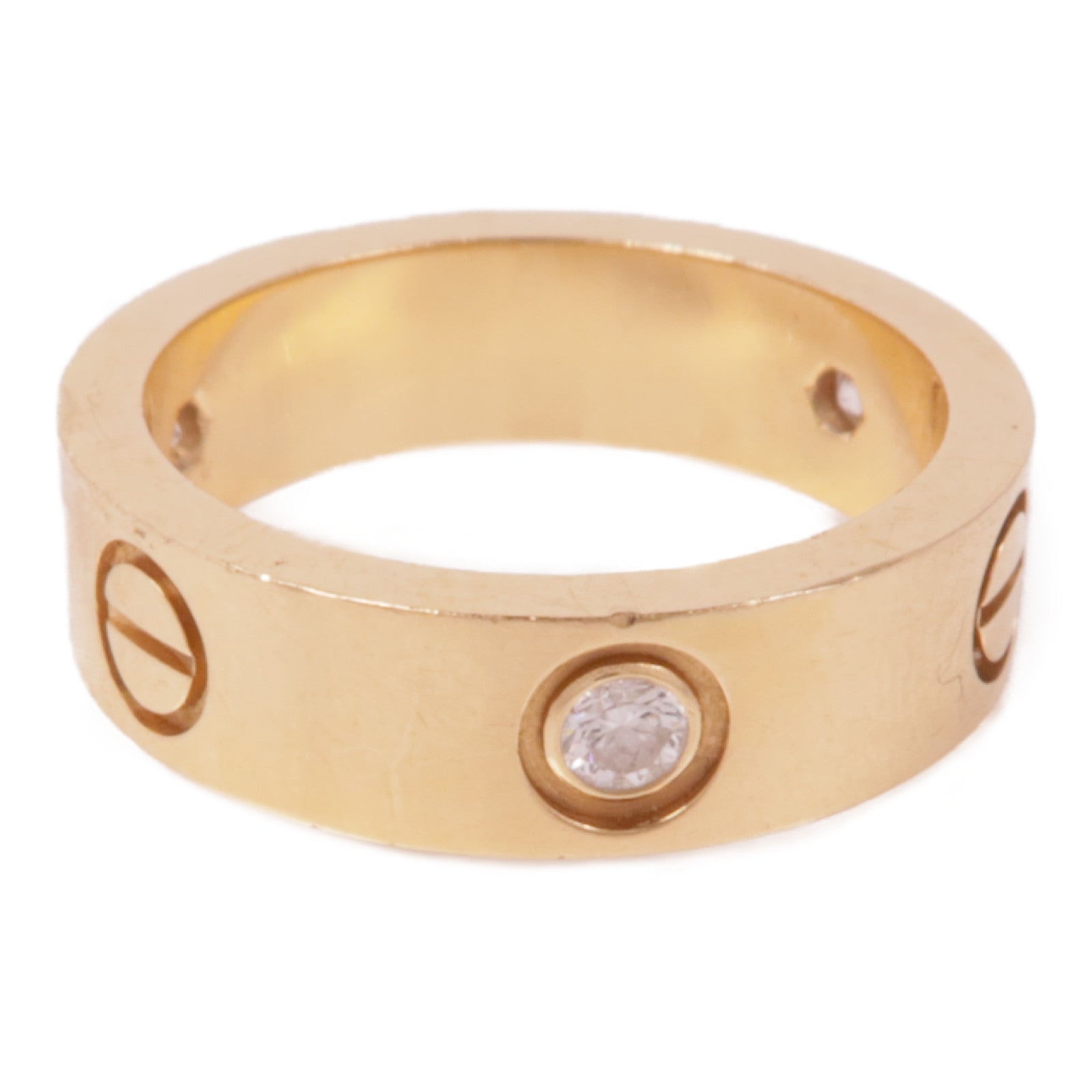 CARTIER 18K玫瑰金Love Ring 3 Diamonds鑽石戒指Cartier#54/US#6.75