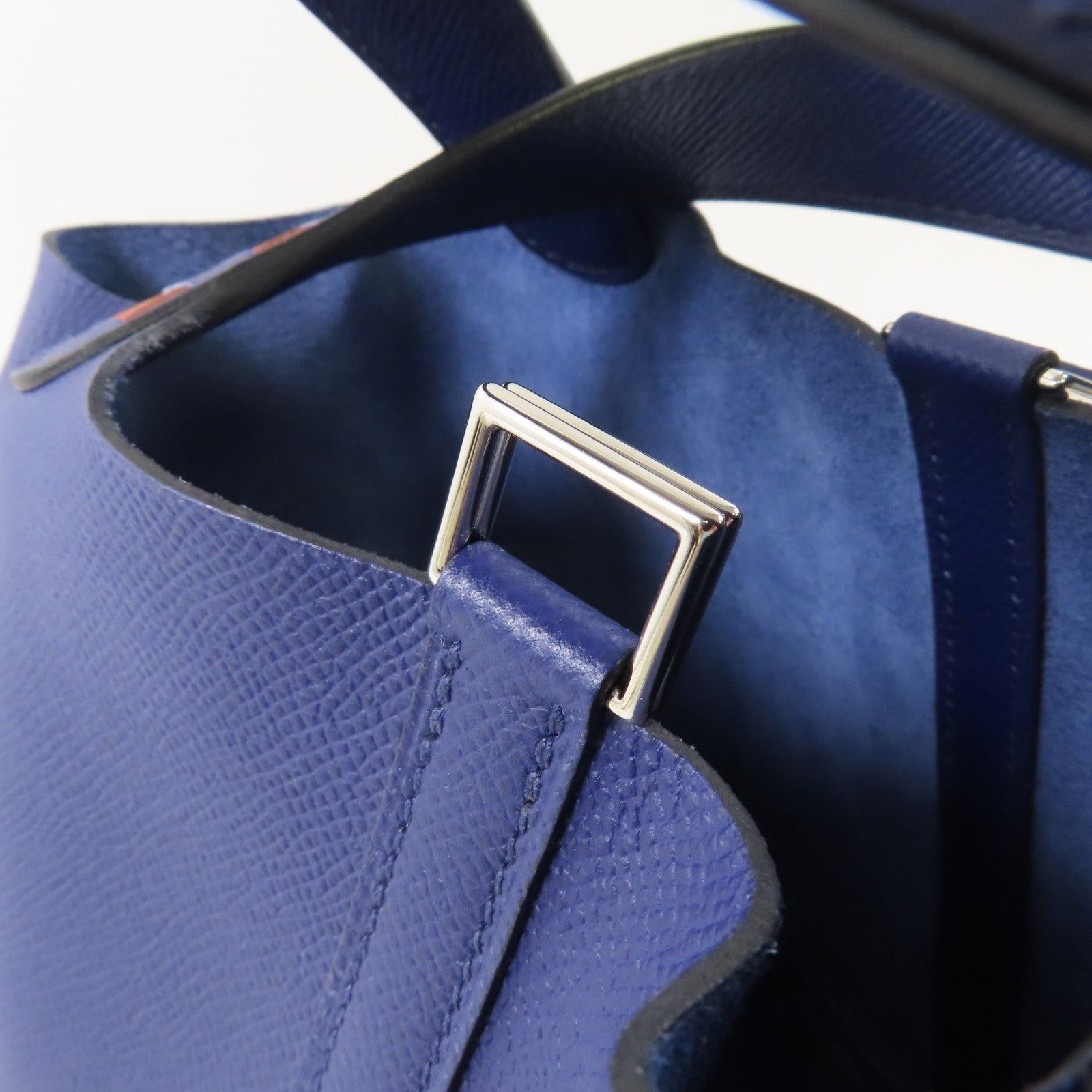 HERMES Epsom皮革Picotin PM銀扣手挽袋Bleu Saphir