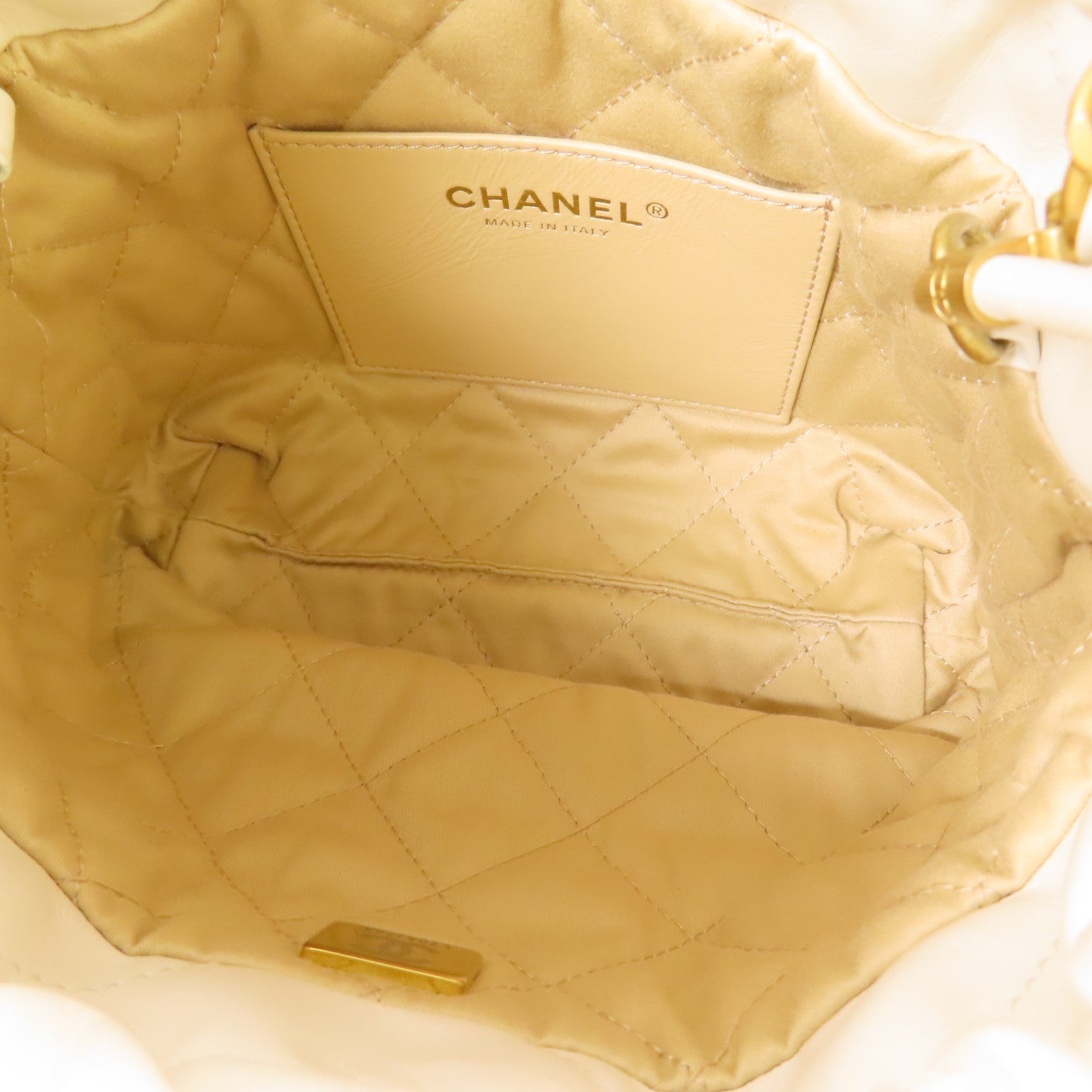 CHANEL 牛皮皮革Mini 22金扣鏈帶肩背袋