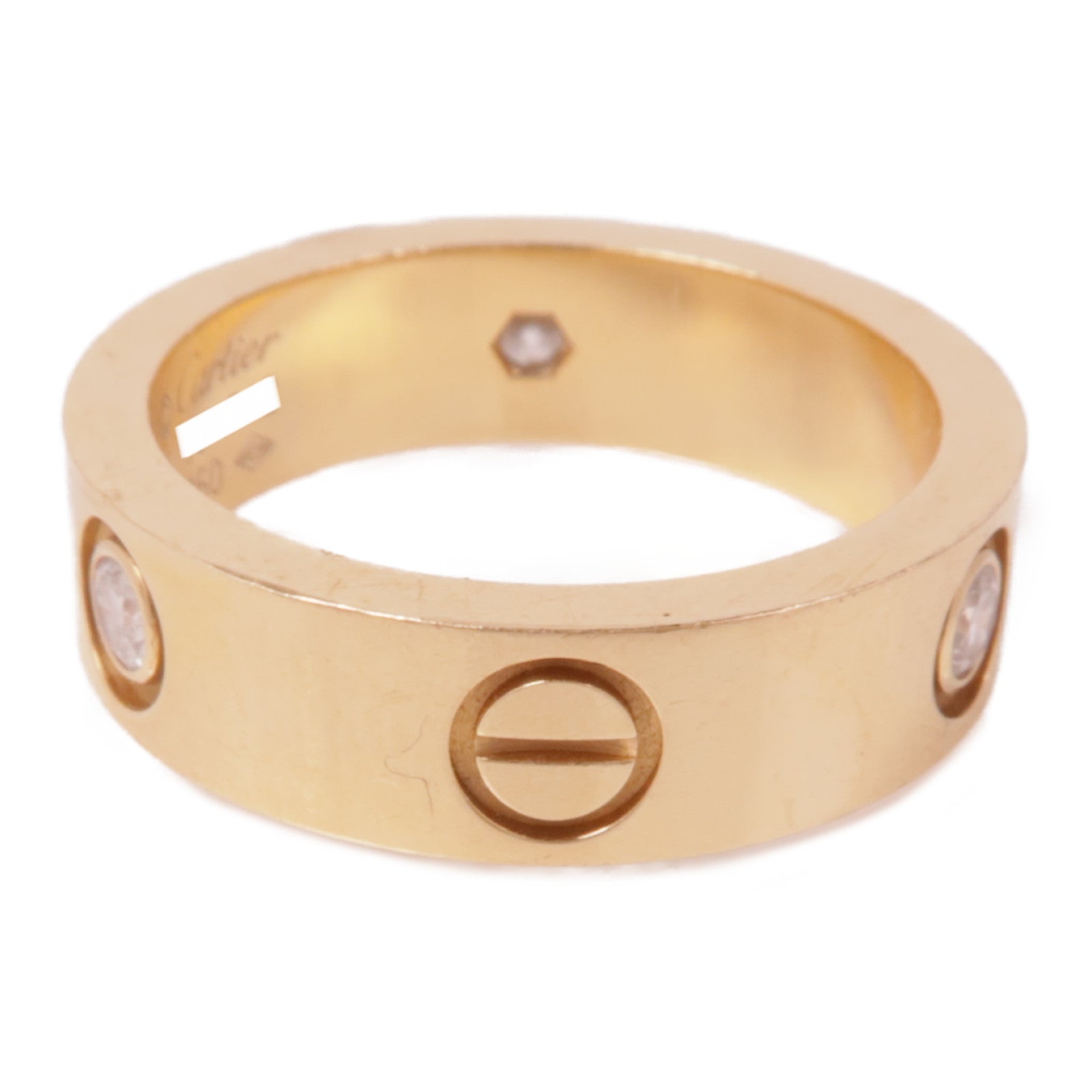 CARTIER 18K玫瑰金Love Ring 3 Diamonds鑽石戒指Cartier#54/US#6.75