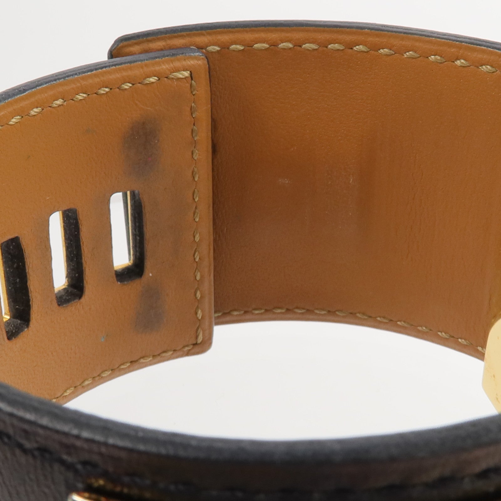 HERMES Box Calf皮革Collier de Chien手鐲Noir