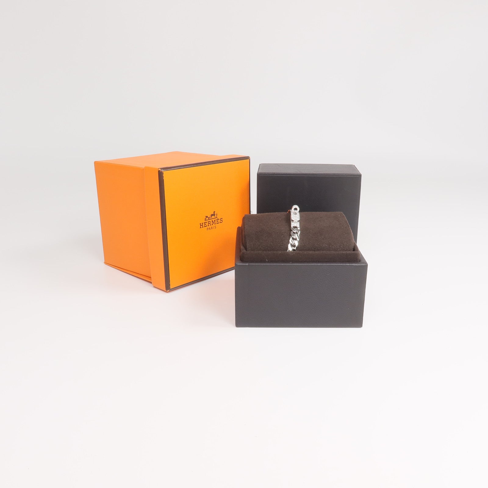 HERMES 18K白金Kelly Gourmette Bracelet Small Model鑽石手鏈
