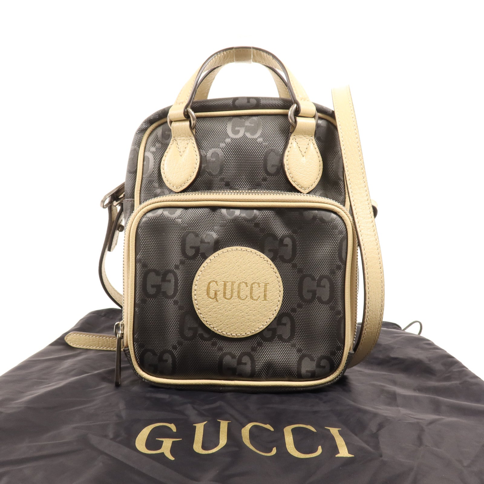 GUCCI 尼龍Shoulder Bag銀扣手挽肩背兩用袋