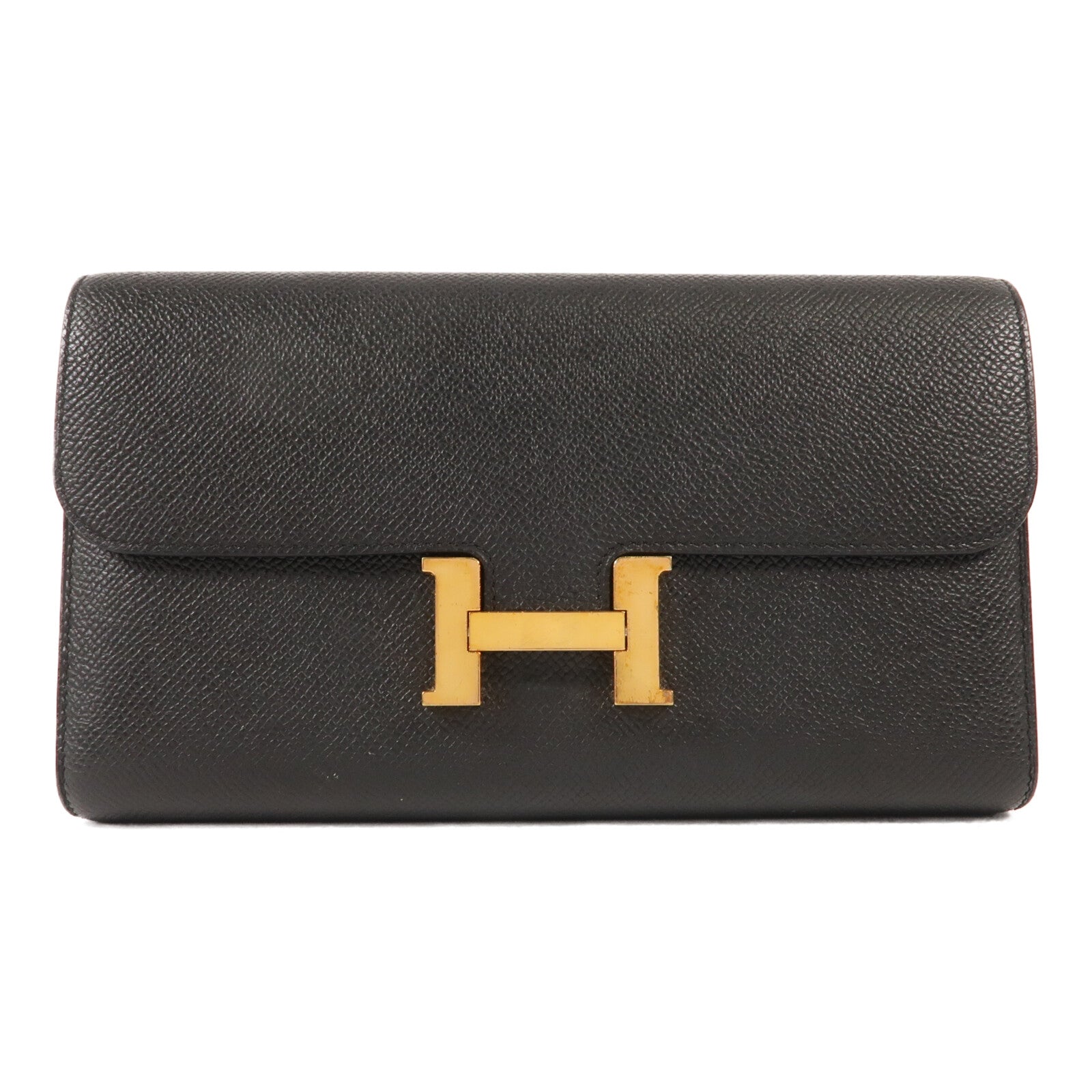HERMES Epsom皮革Constance Wallet金扣長錢包