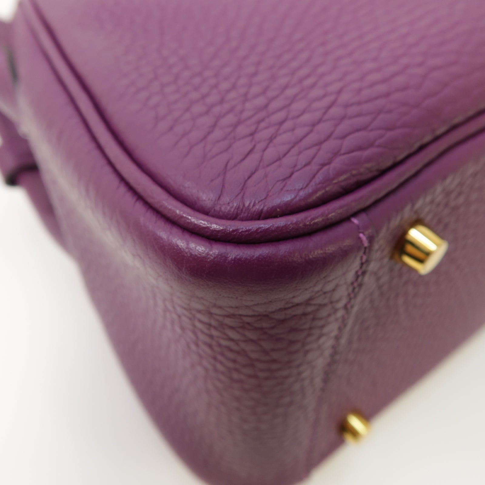 HERMES Clemence皮革Mini Lindy金扣肩背袋Anemone紫色