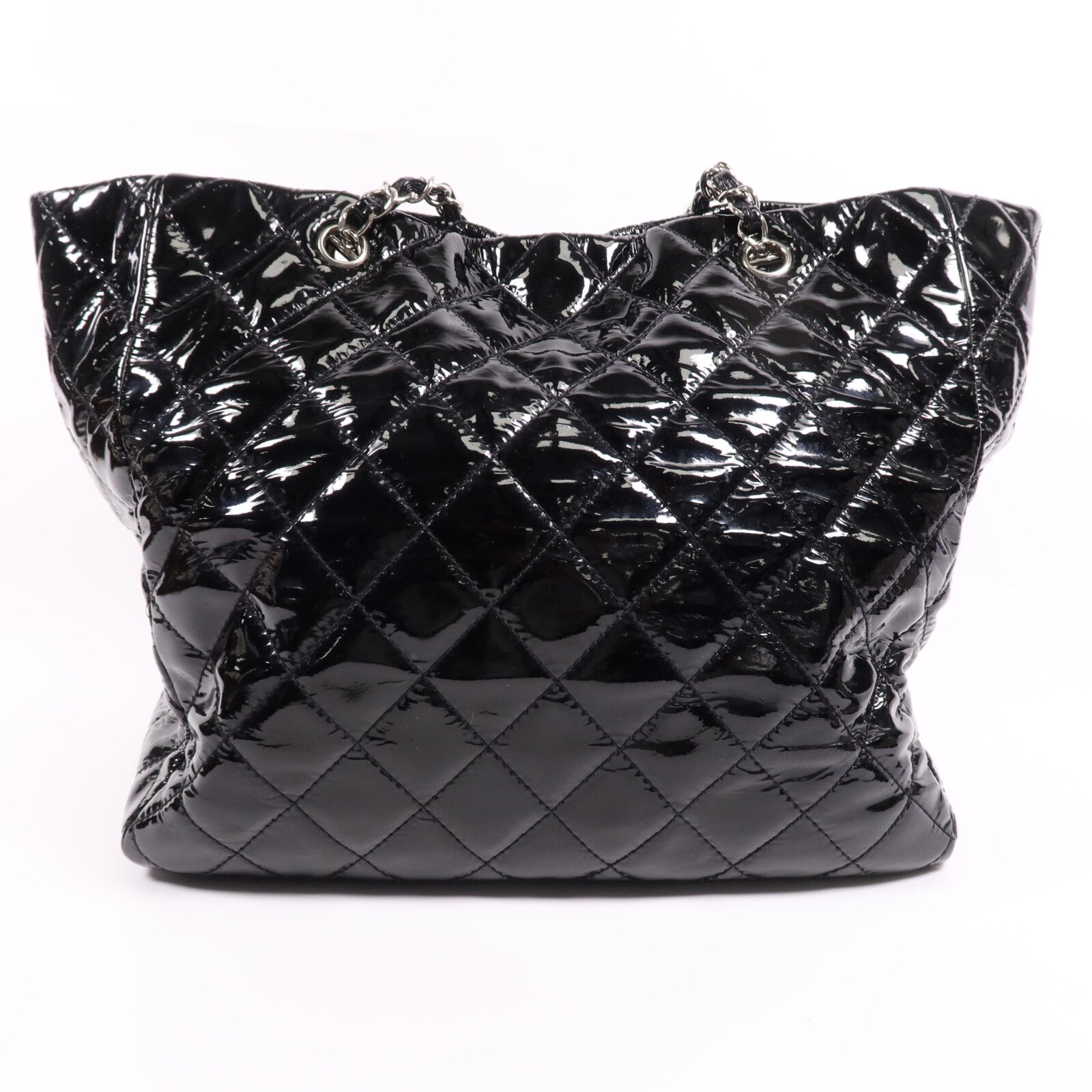 CHANEL 漆皮皮革Shoulder Bag銀扣鏈帶肩背袋