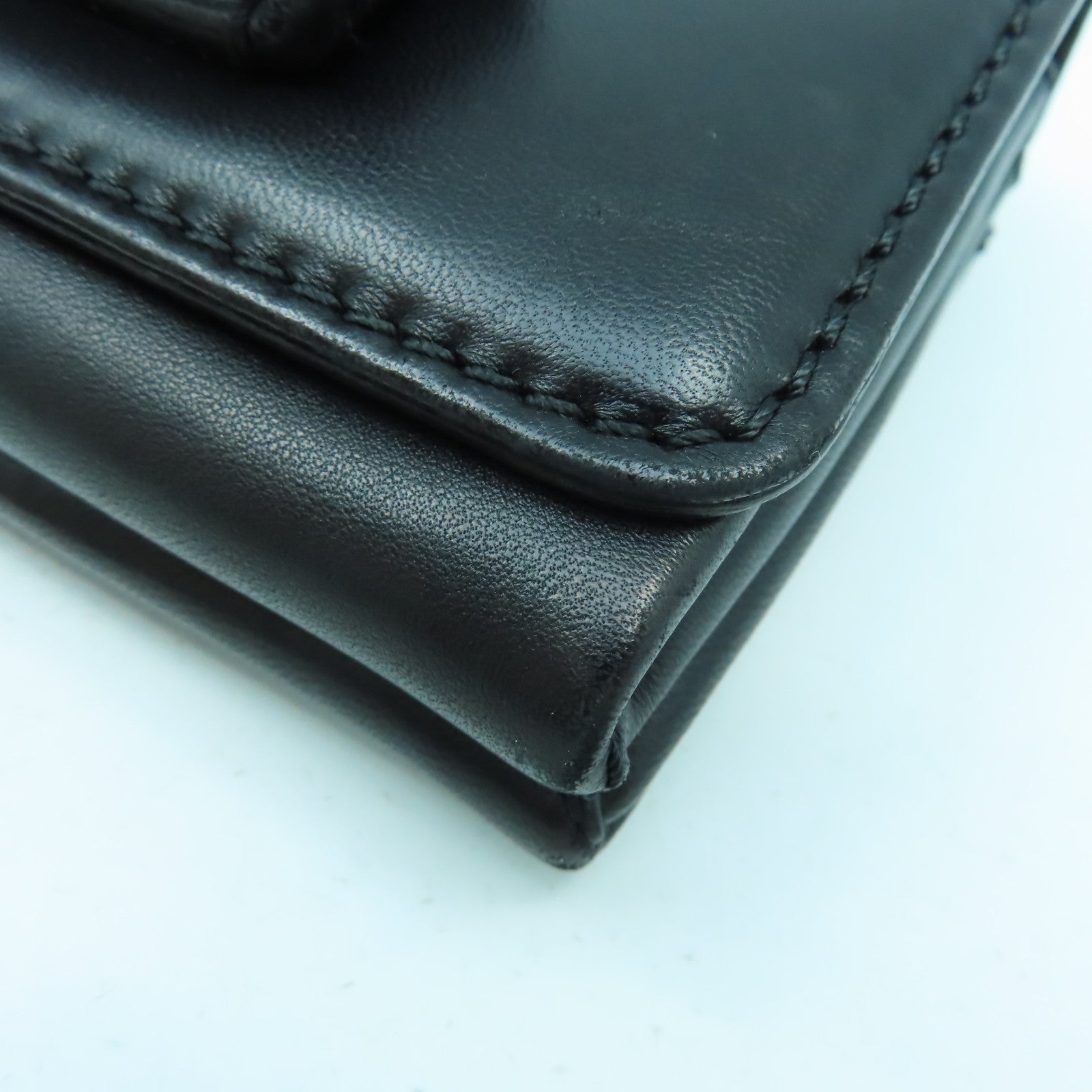 Valentino 【清倉大減價】皮革Chain Shoulder金扣鏈帶肩背袋黑色
