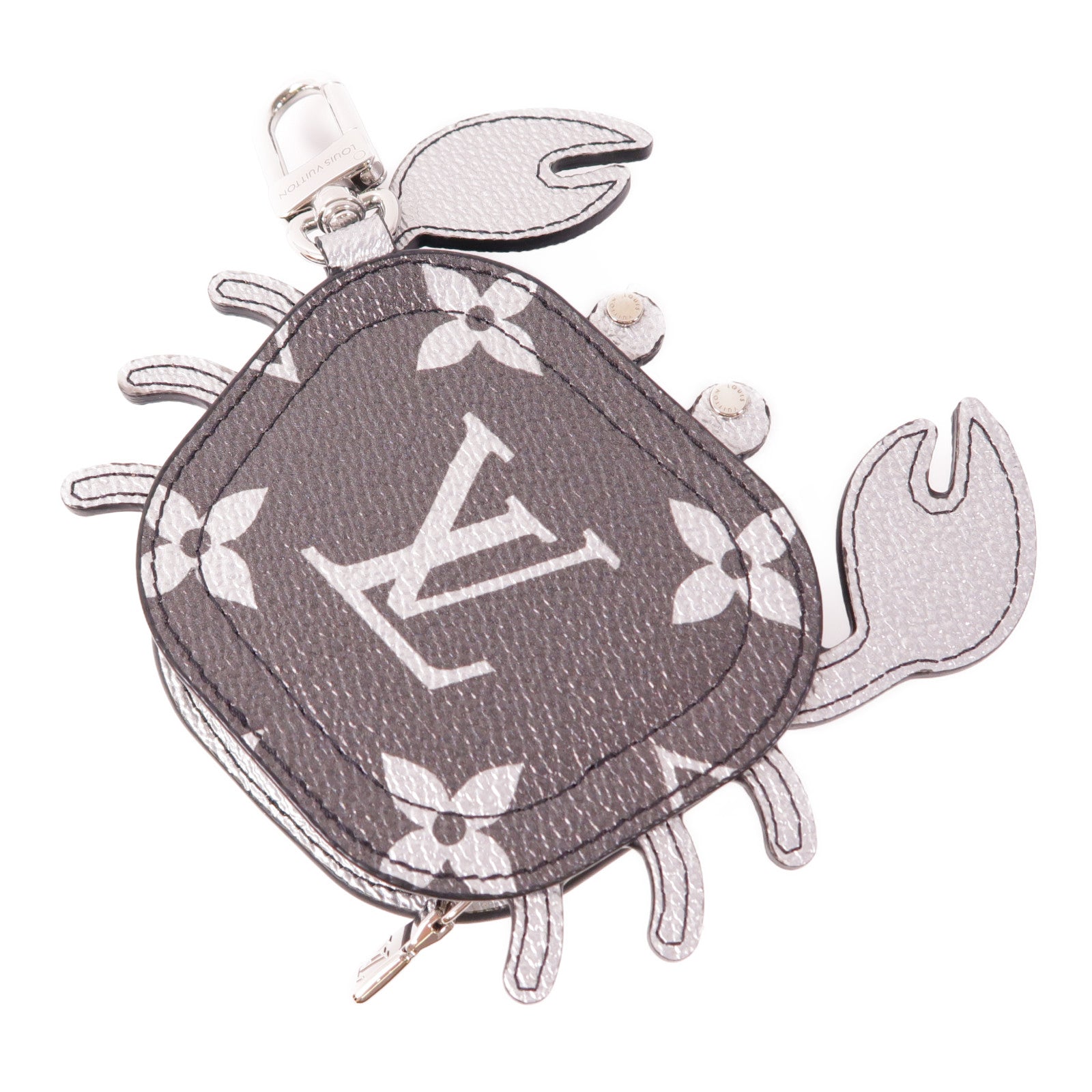 LOUIS VUITTON Monogram LV Crab銀扣吊飾