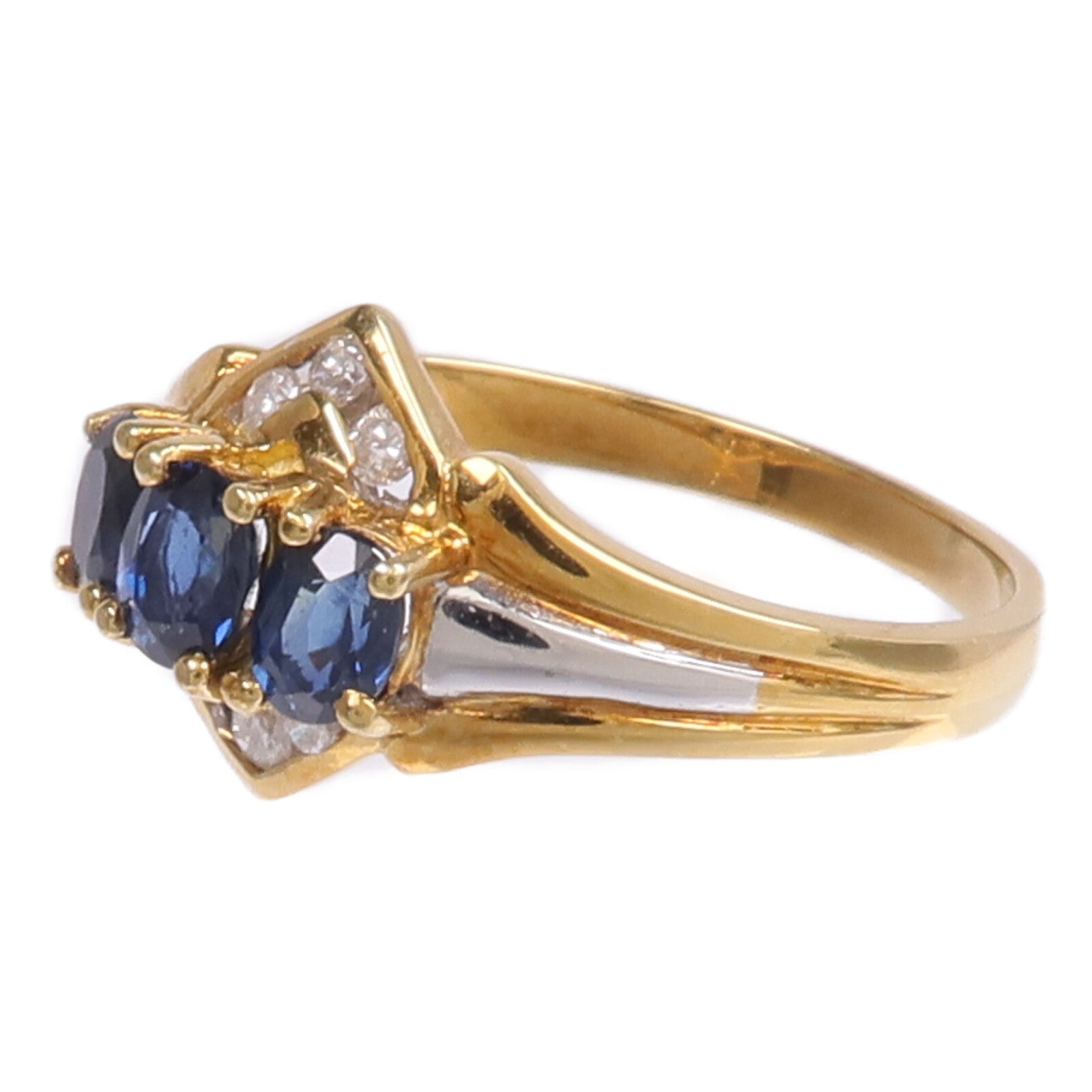 JEWELRY 【激減優惠】18K黃金/白金Sapphire Diamond Ring藍寶石/鑽石戒指US#6.75