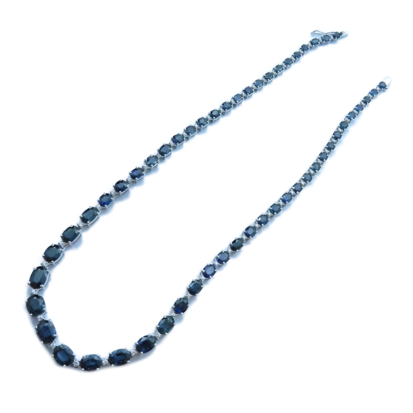 JEWELRY 18K白金Sapphire/Diamond Necklace34.410ct藍寶石/1.04ct鑽石項鍊#44cm