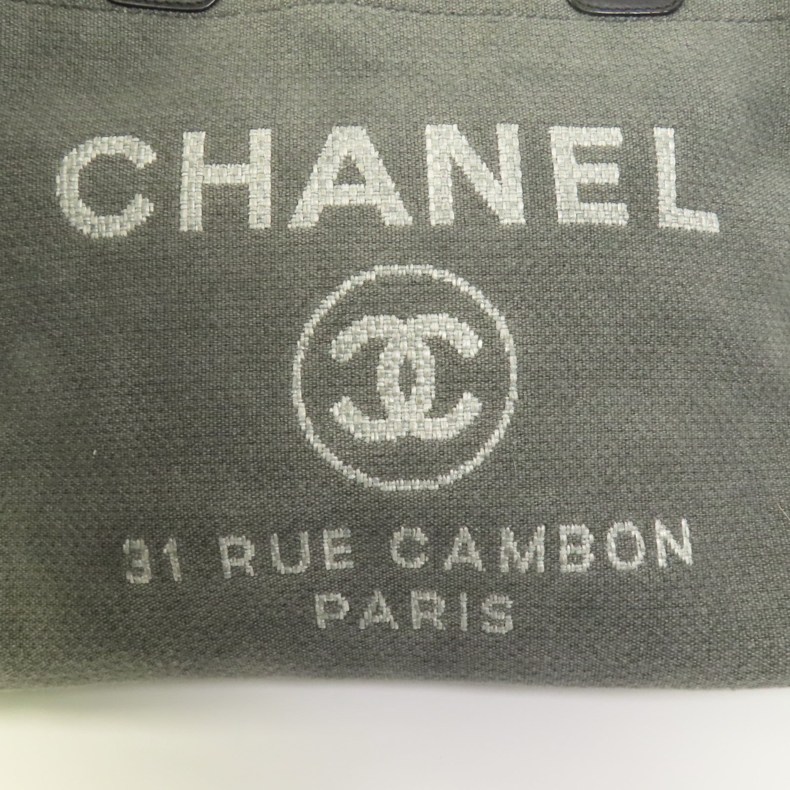 CHANEL 帆布Deauville銀扣鏈帶肩背袋