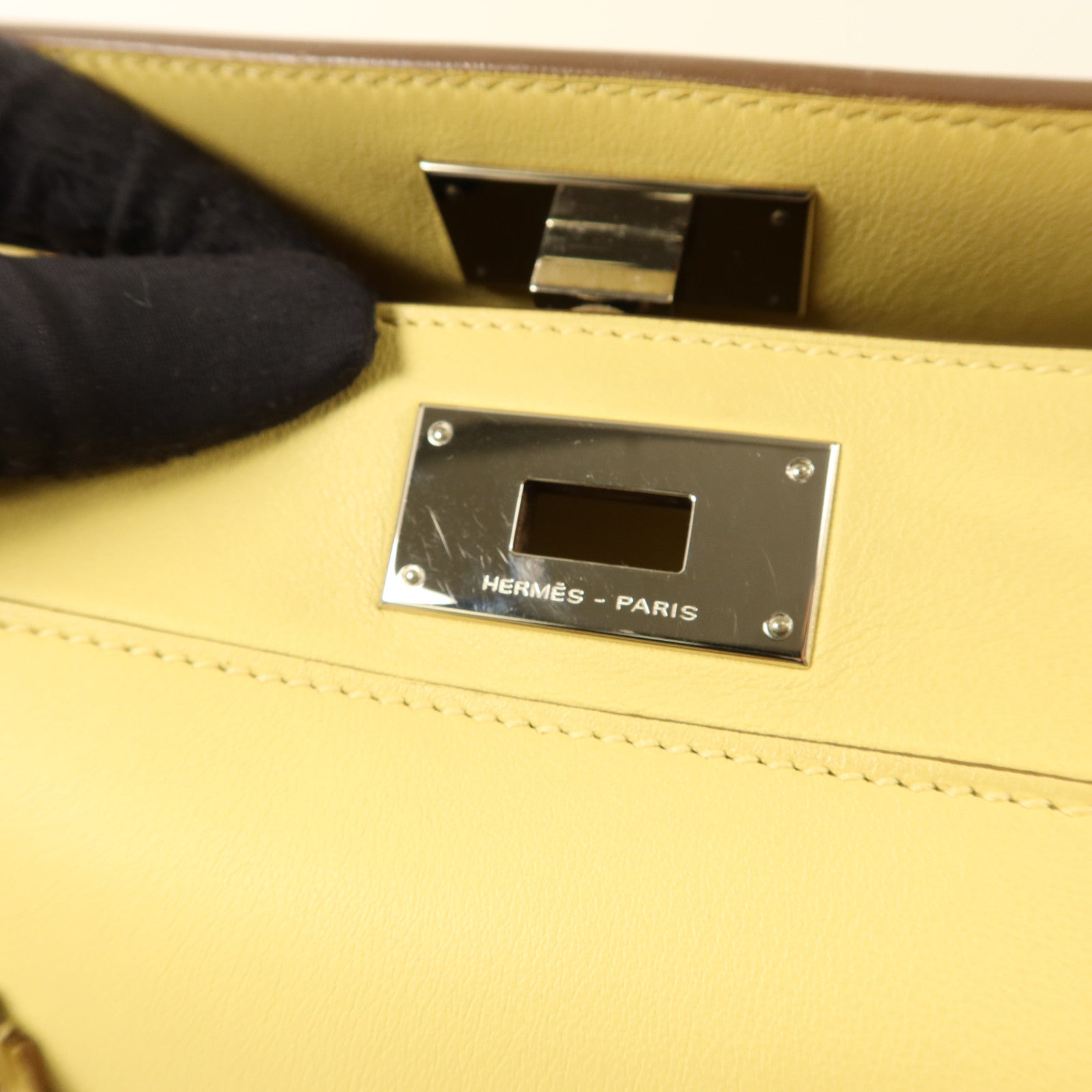 HERMES Swift皮革Tool Box 20銀扣手挽肩背兩用袋Jaune Poussin