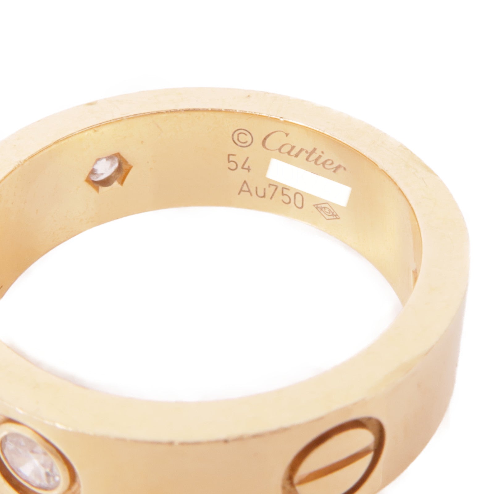 CARTIER 18K玫瑰金Love Ring 3 Diamonds鑽石戒指Cartier#54/US#6.75