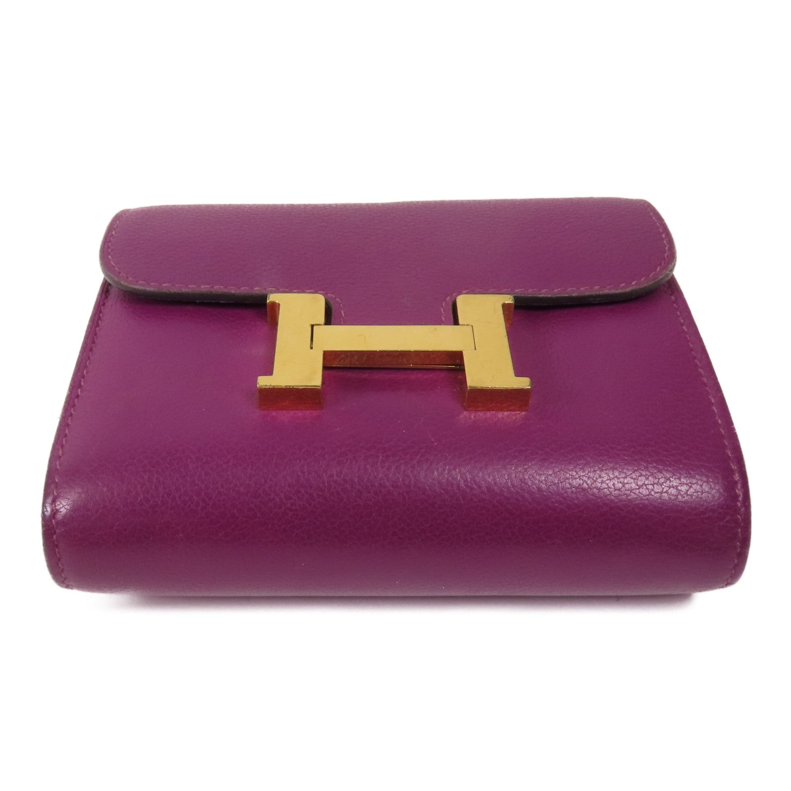 HERMES Evercolor皮革Constance Wallet金扣錢包Anemone