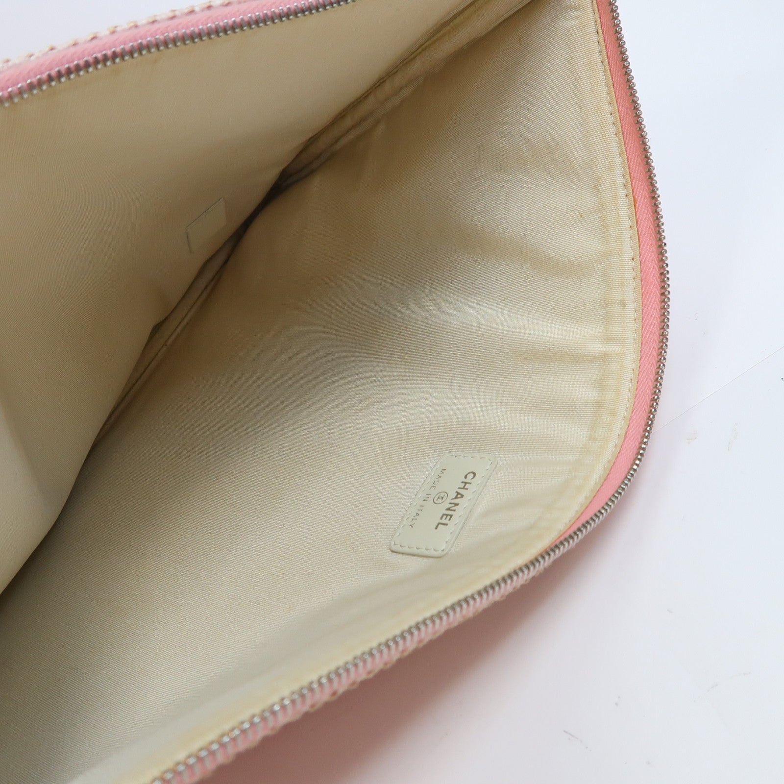 CHANEL 【激減優惠】帆布Clutch Bag銀扣手拿包粉紅色