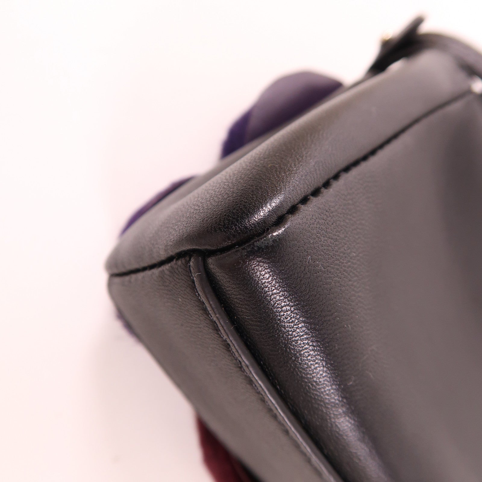 FENDI 皮革/毛茸Micro Peekaboo銀扣手挽肩背兩用袋