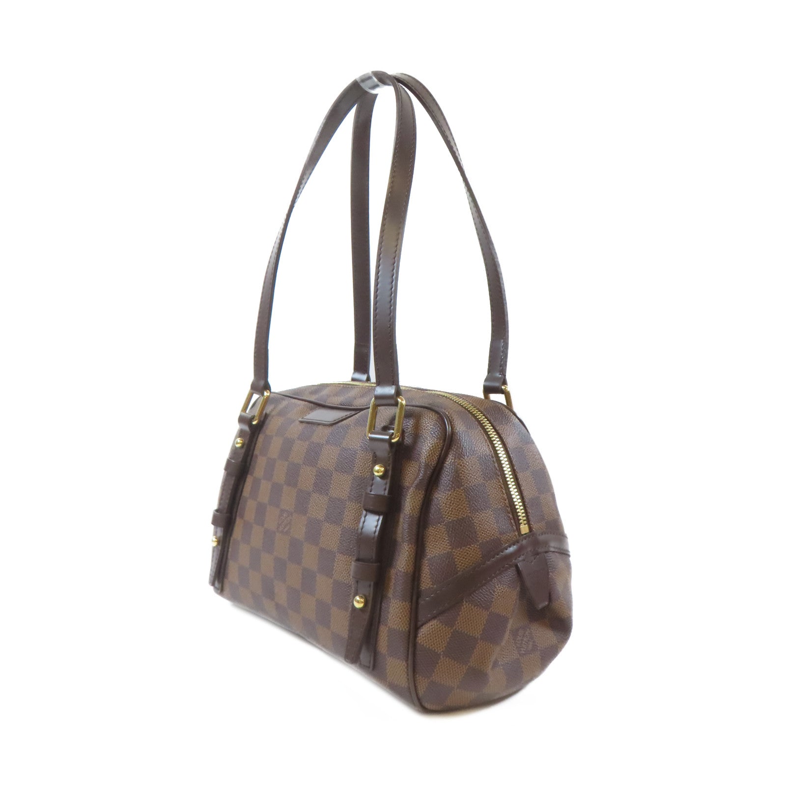 LOUIS VUITTON Damier Livington金扣肩背袋啡色