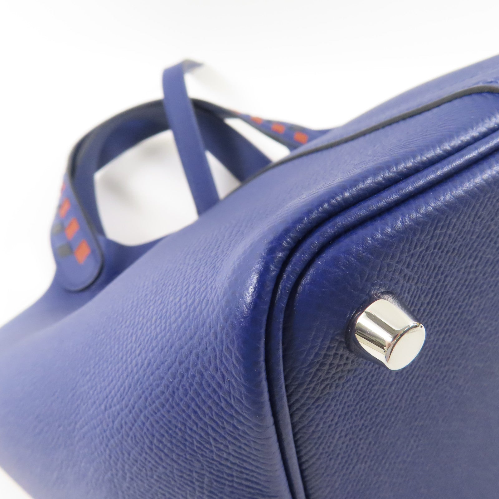HERMES Epsom皮革Picotin PM銀扣手挽袋Bleu Saphir