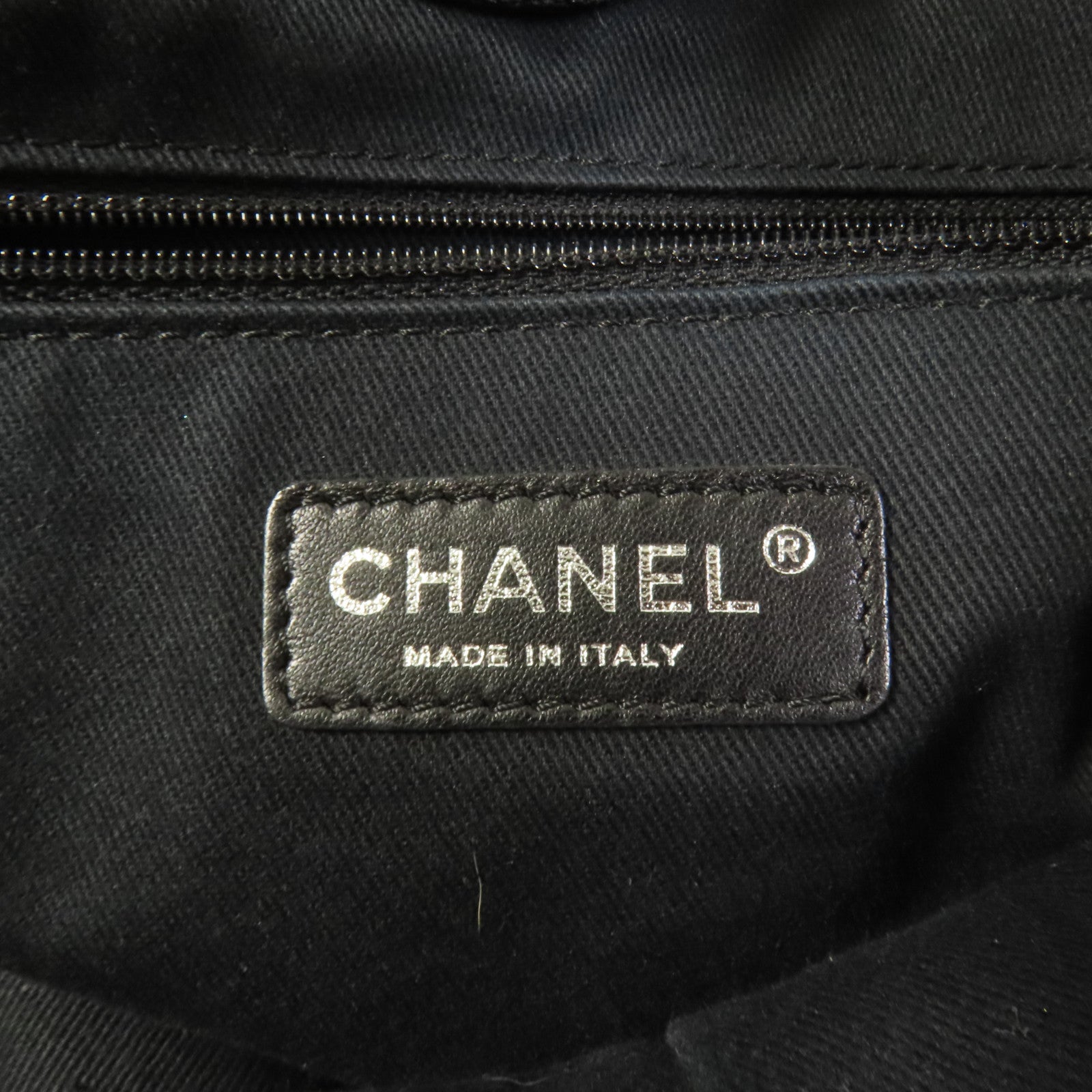 CHANEL 帆布Deauville銀扣鏈帶肩背袋