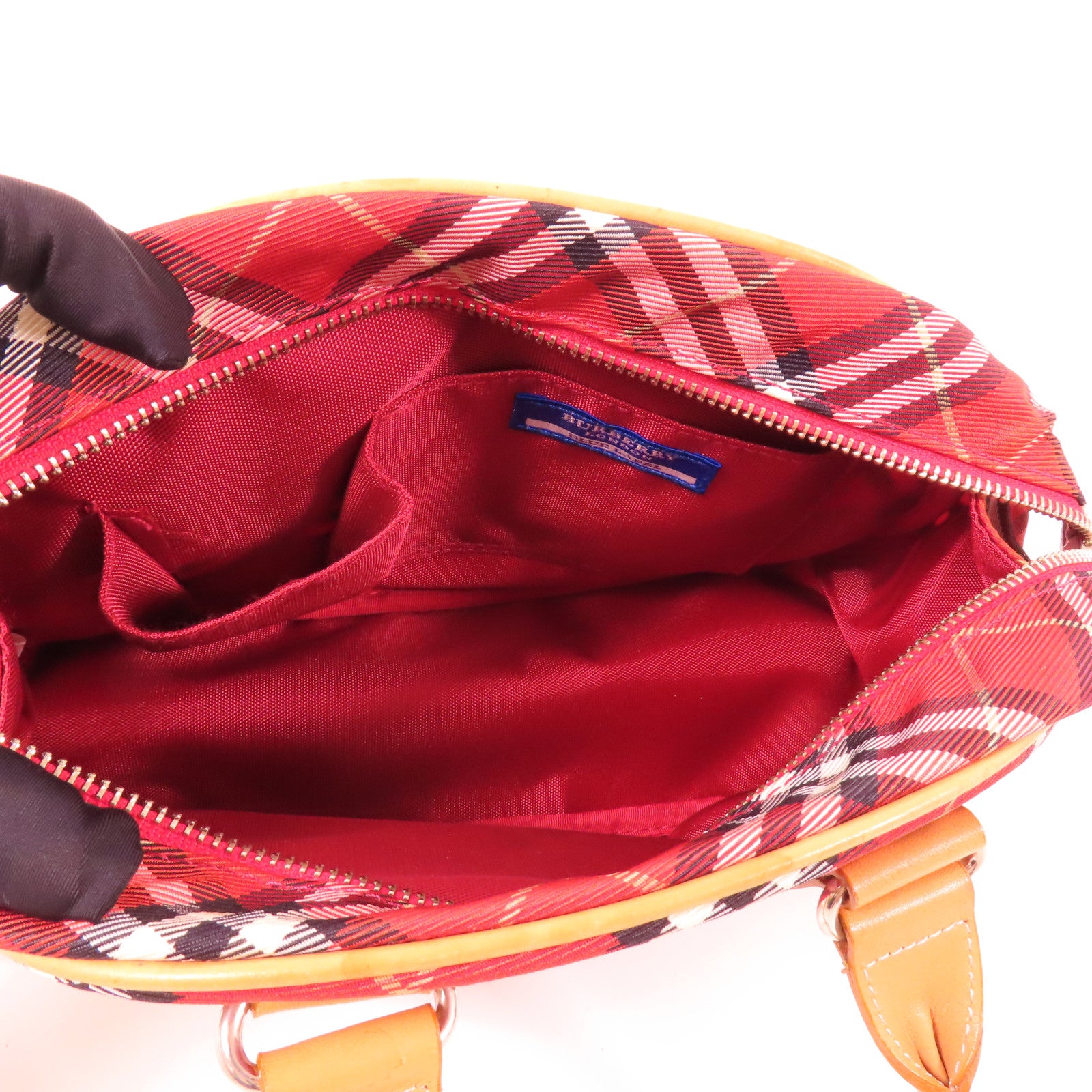 BURBERRY BLUE LABEL 帆布THand Bag銀扣手挽袋