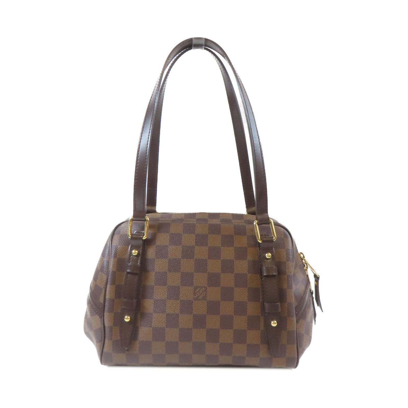 LOUIS VUITTON Damier Livington金扣肩背袋啡色