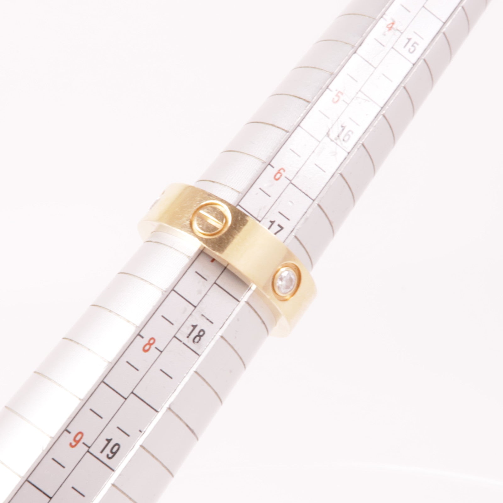CARTIER 18K玫瑰金Love Ring 3 Diamonds鑽石戒指Cartier#54/US#6.75