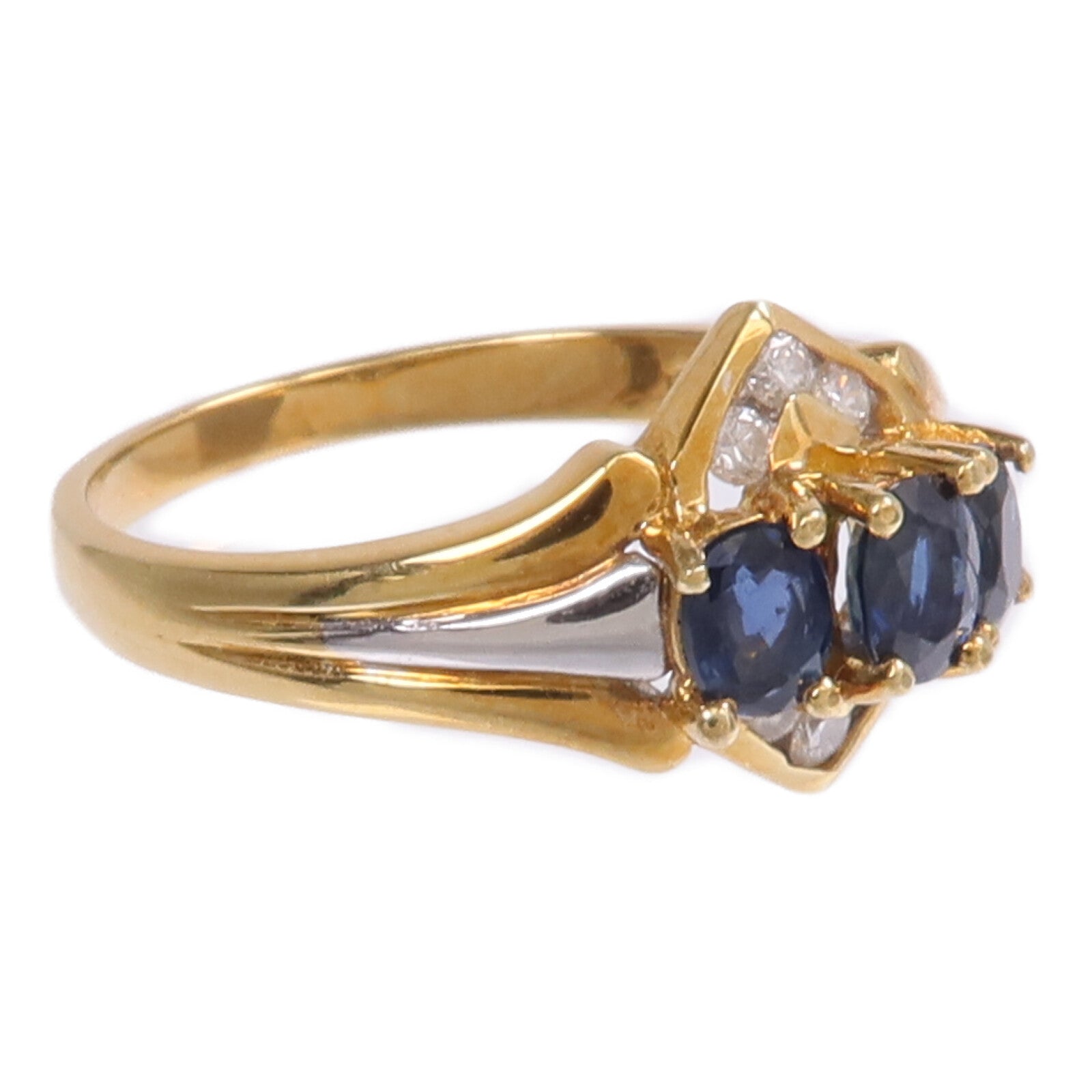 JEWELRY 【激減優惠】18K黃金/白金Sapphire Diamond Ring藍寶石/鑽石戒指US#6.75