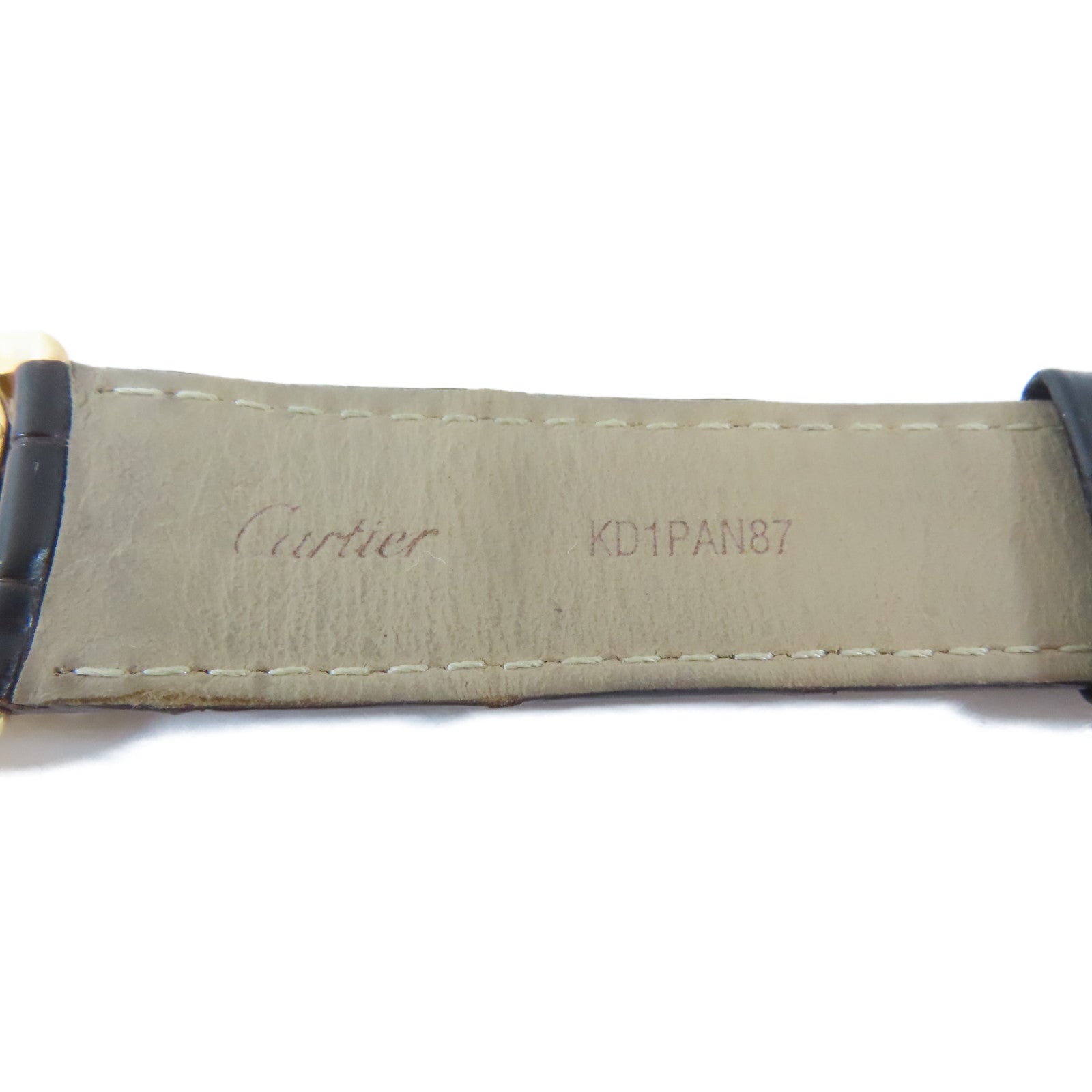 CARTIER Ronde Solo 18K玫瑰金/皮革手錶石英機芯白色#18cm