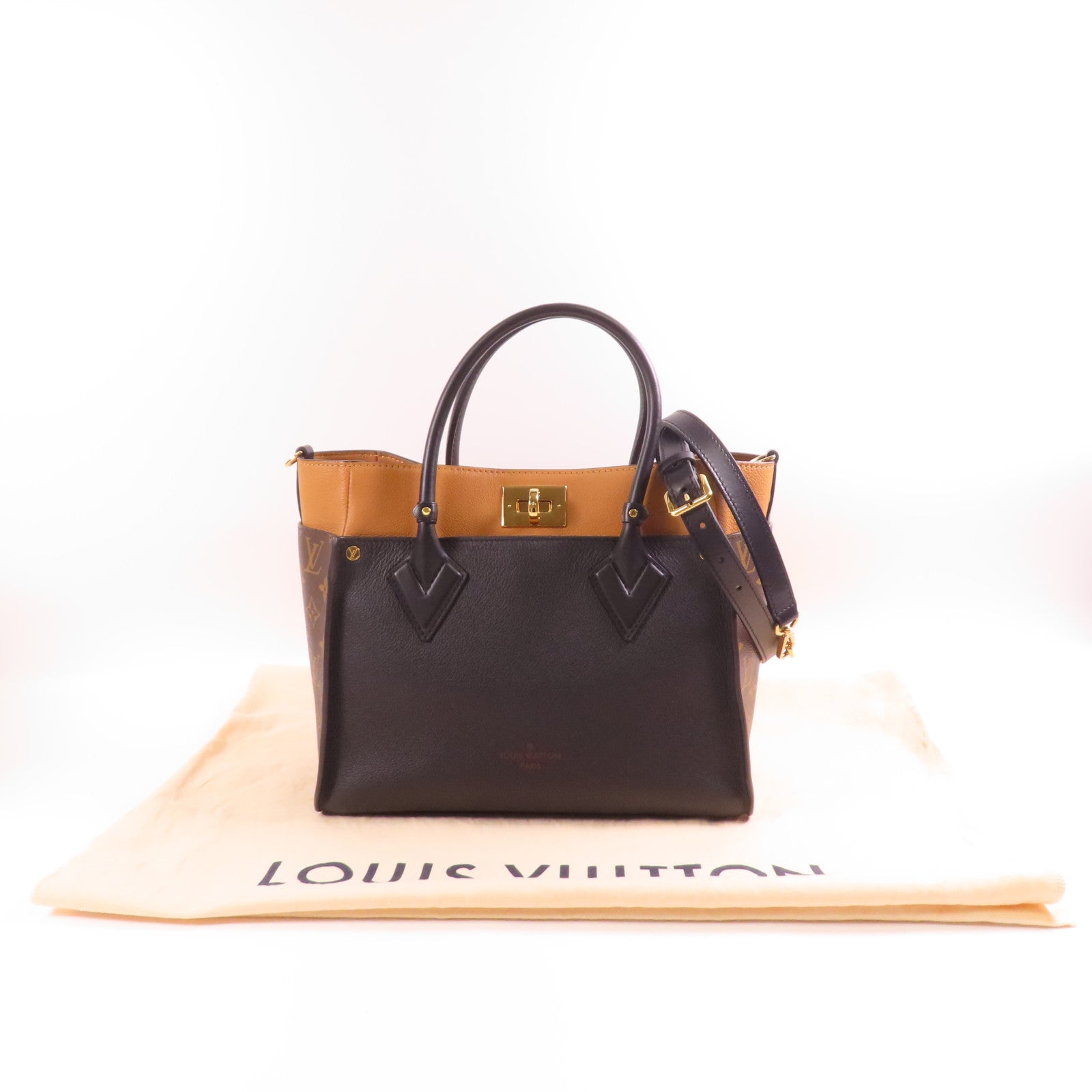 LOUIS VUITTON 【激減優惠】Monogram/牛皮皮革On My Side MM金扣手挽肩背兩用袋