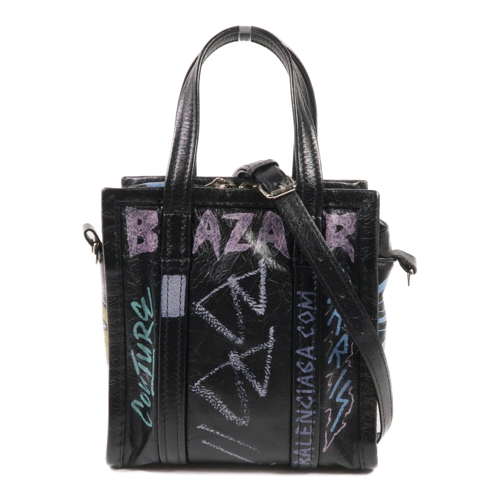 BALENCIAGA 牛皮皮革2 Way Shoulder銀扣手挽肩背兩用袋