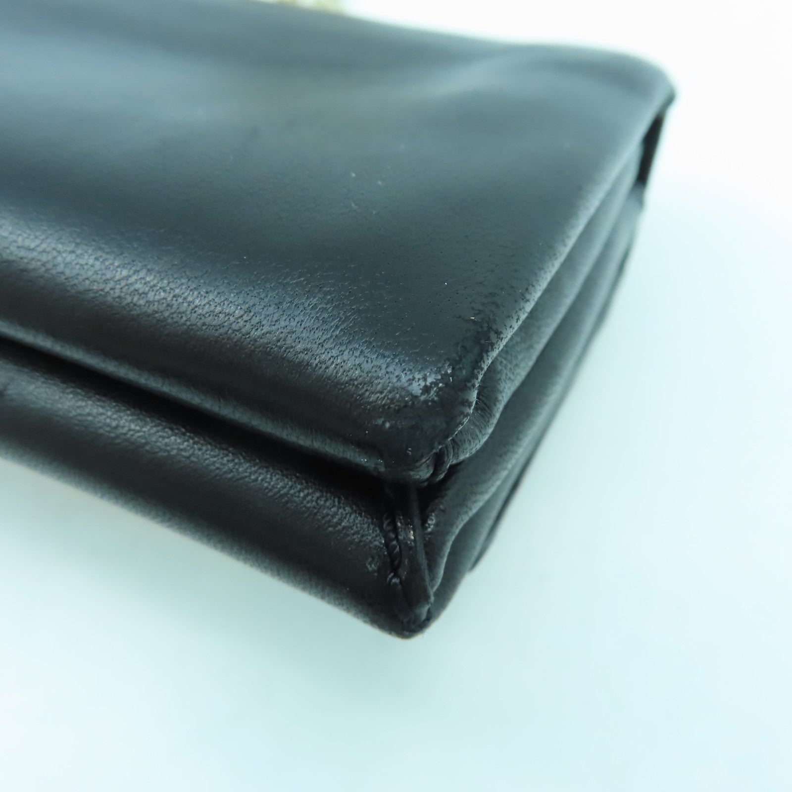 Valentino 【清倉大減價】皮革Chain Shoulder金扣鏈帶肩背袋黑色