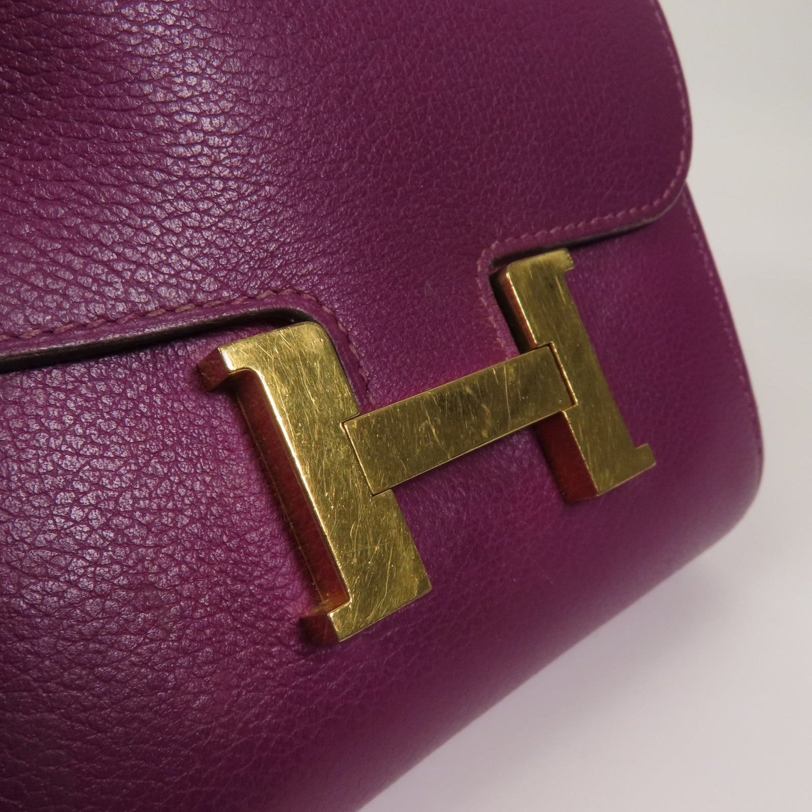 HERMES Evercolor皮革Constance Wallet金扣錢包Anemone