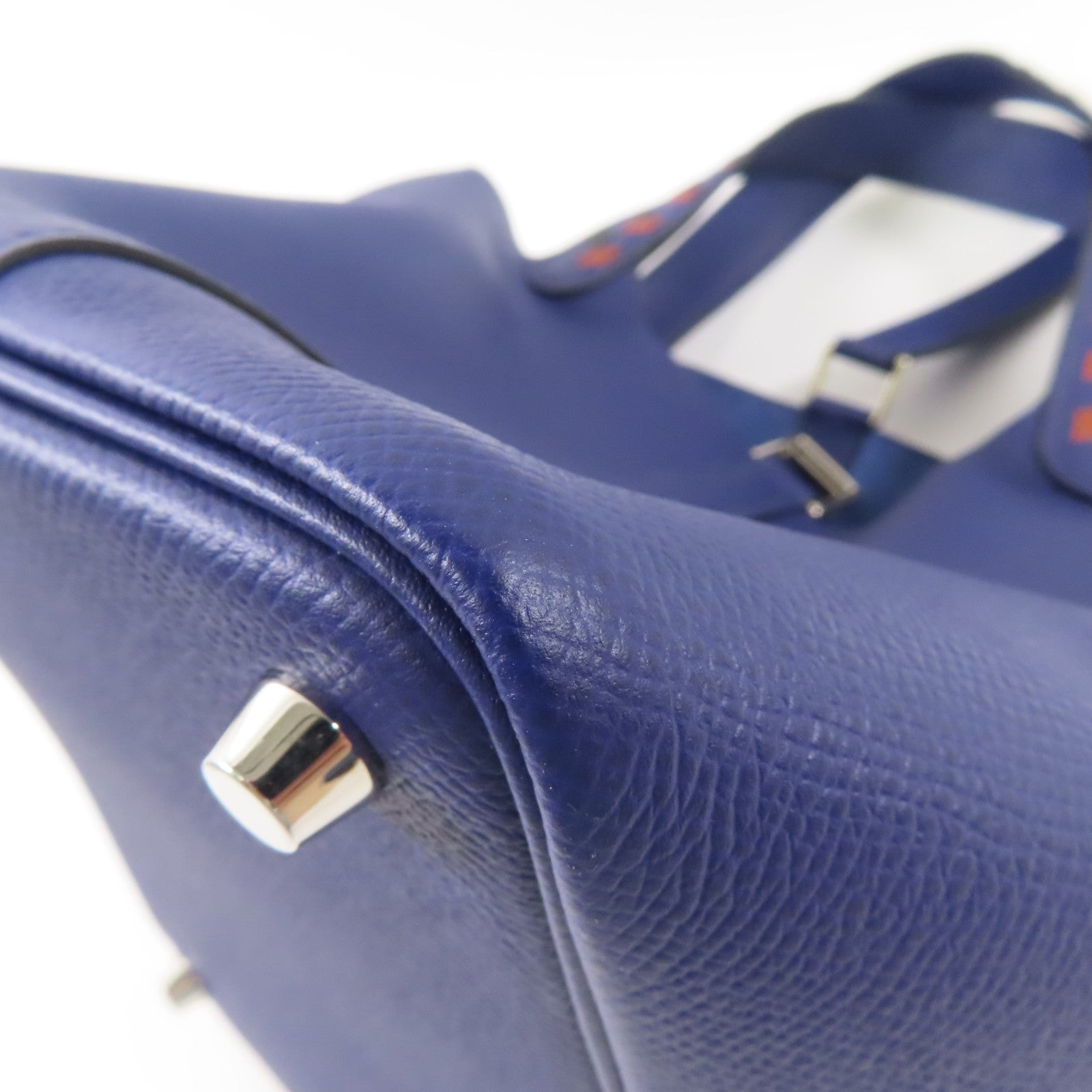 HERMES Epsom皮革Picotin PM銀扣手挽袋Bleu Saphir