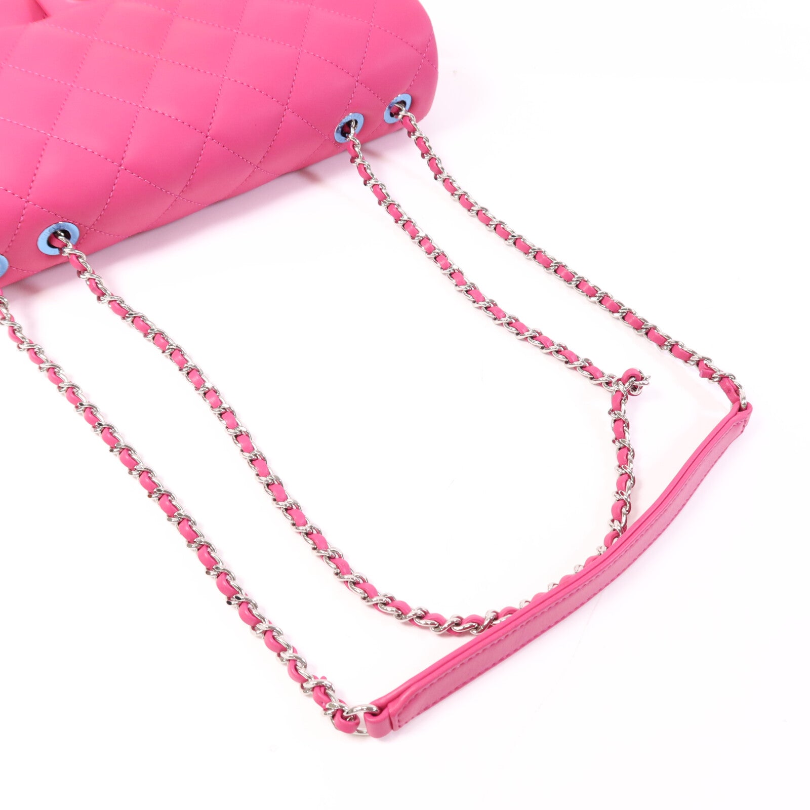 CHANEL 塑料/牛皮皮革Chain Shoulder Bag銀扣鏈帶肩背袋