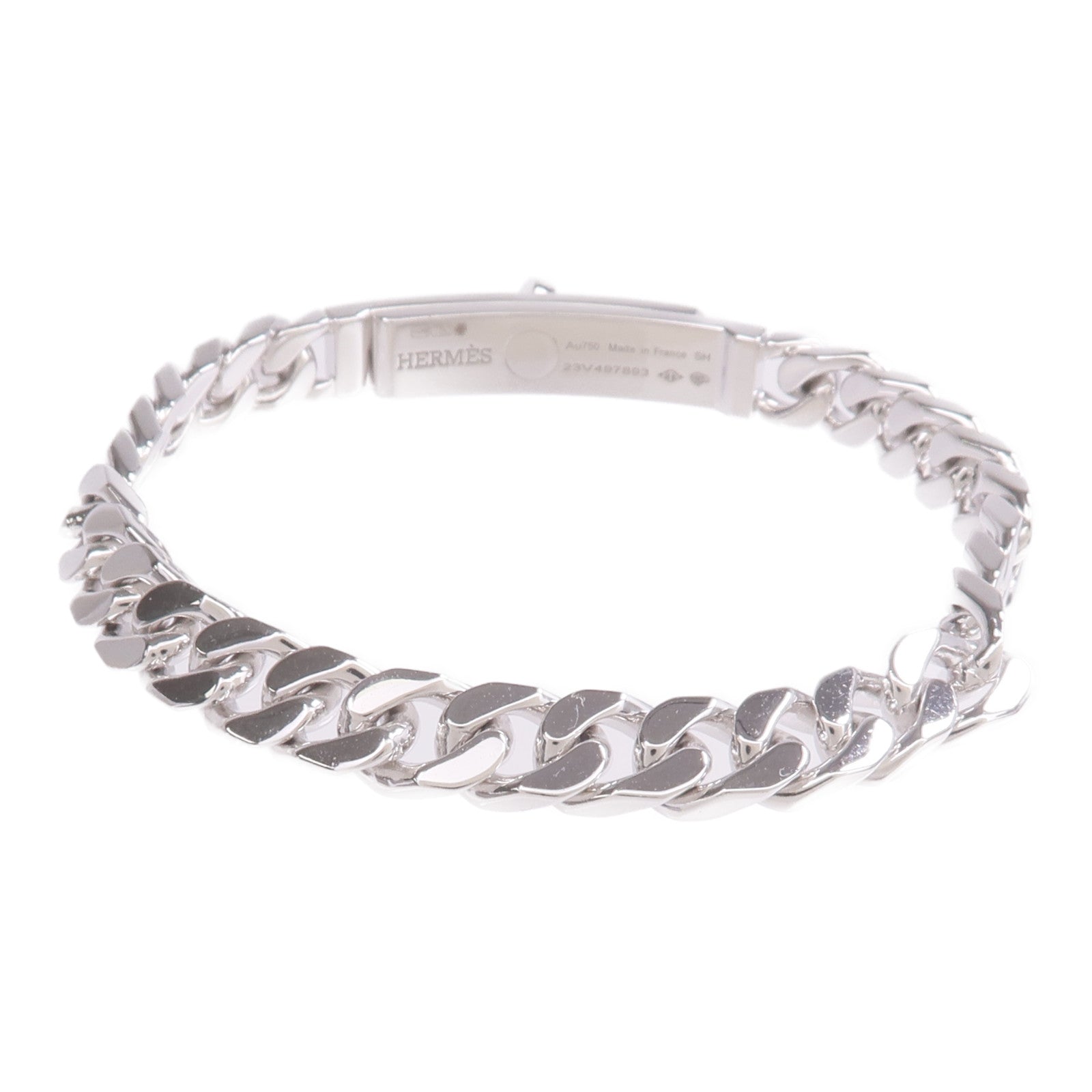 HERMES 18K白金Kelly Gourmette Bracelet Small Model鑽石手鏈