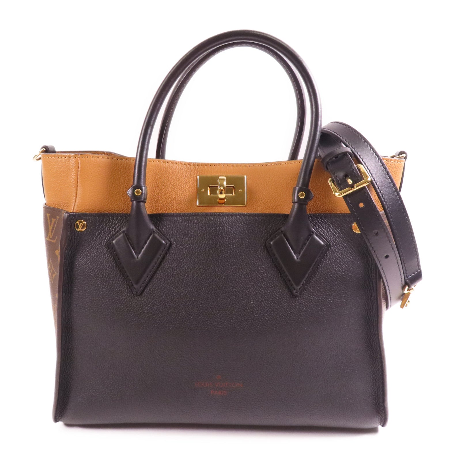LOUIS VUITTON 【激減優惠】Monogram/牛皮皮革On My Side MM金扣手挽肩背兩用袋