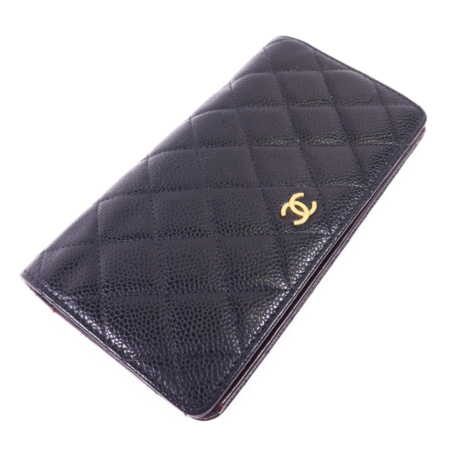CHANEL 牛皮皮革Long Bifold Wallet金扣長錢包