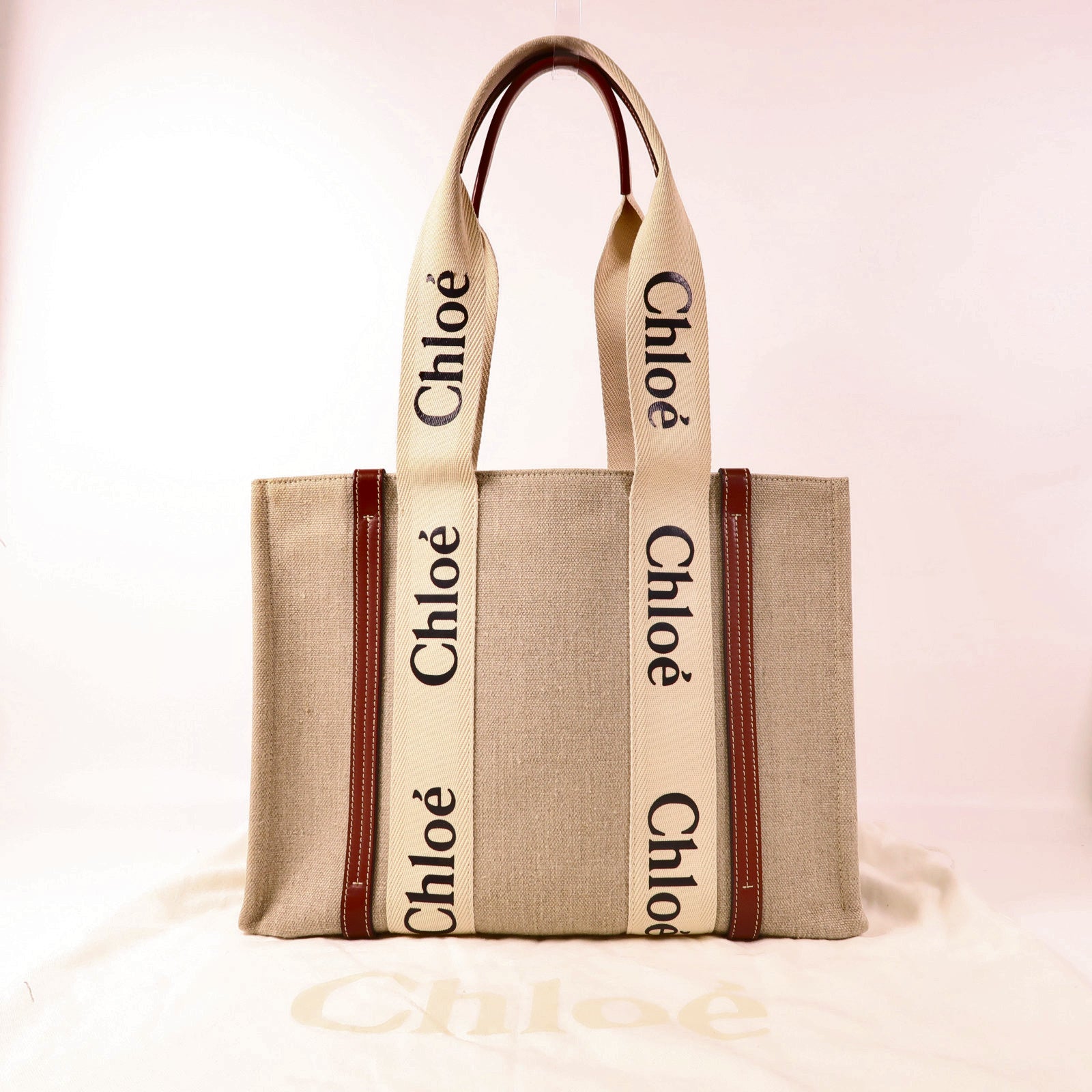 Chloe 帆布Woody Tote Bag Medium肩背袋/手挽袋