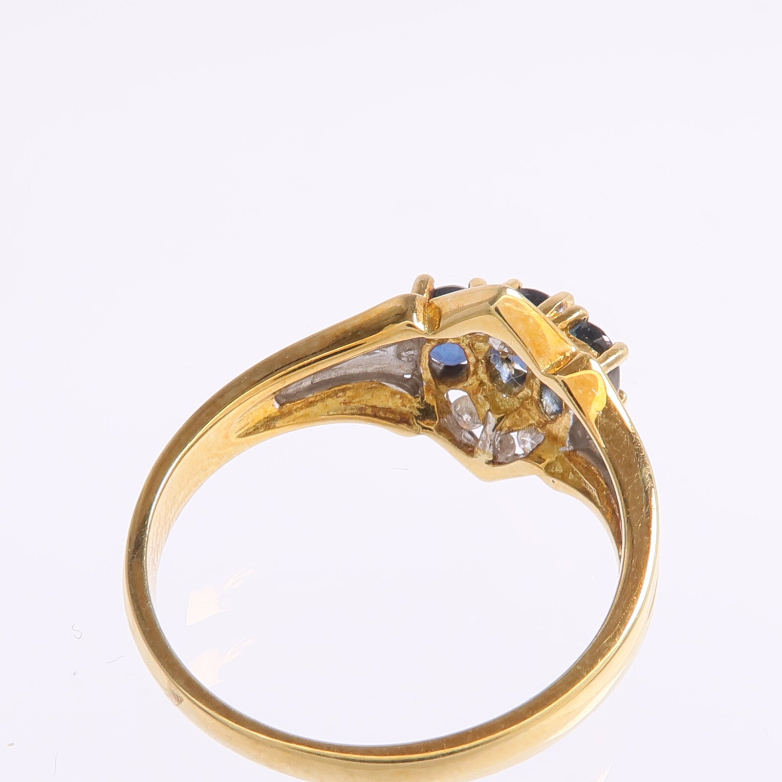 JEWELRY 【激減優惠】18K黃金/白金Sapphire Diamond Ring藍寶石/鑽石戒指US#6.75