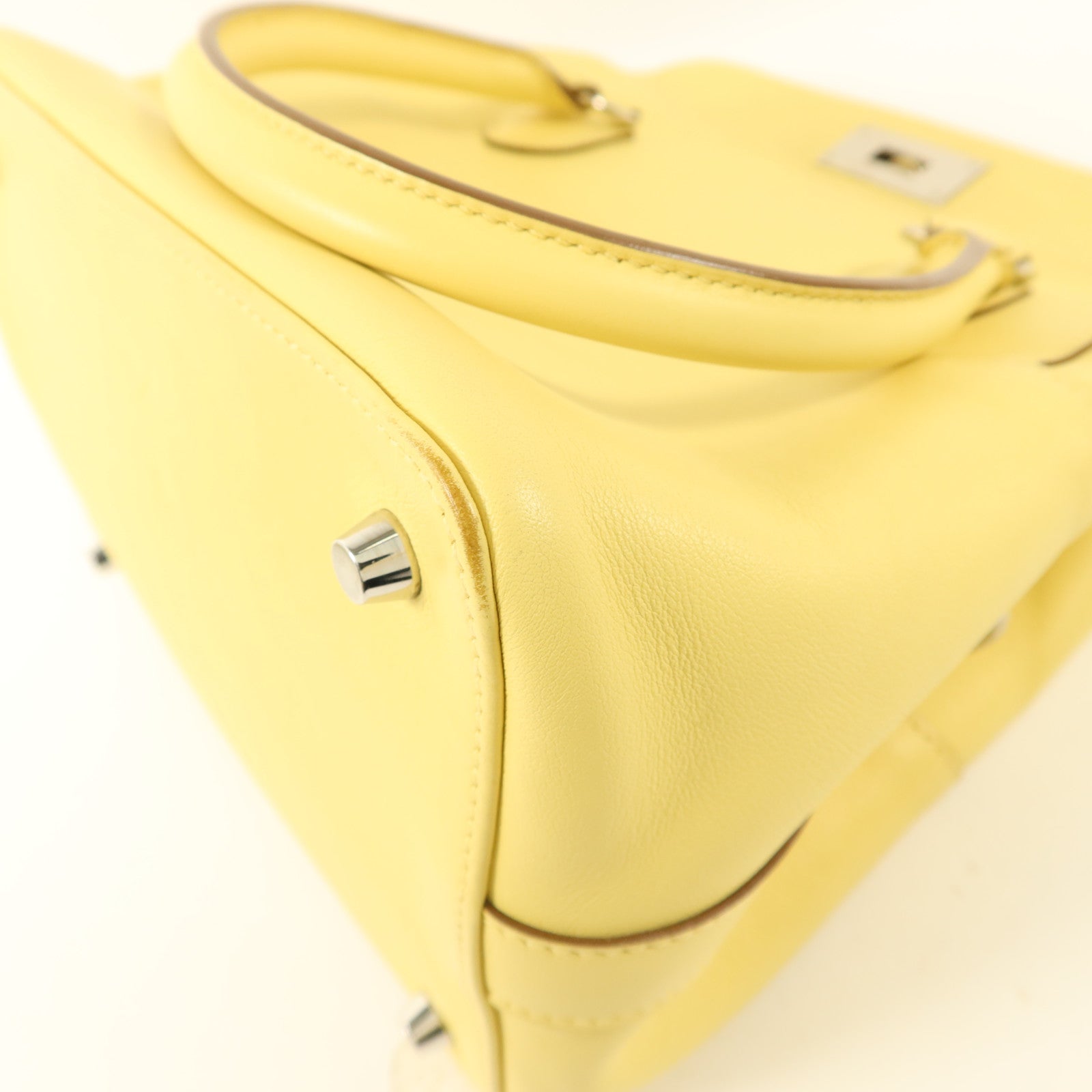 HERMES Swift皮革Tool Box 20銀扣手挽肩背兩用袋Jaune Poussin